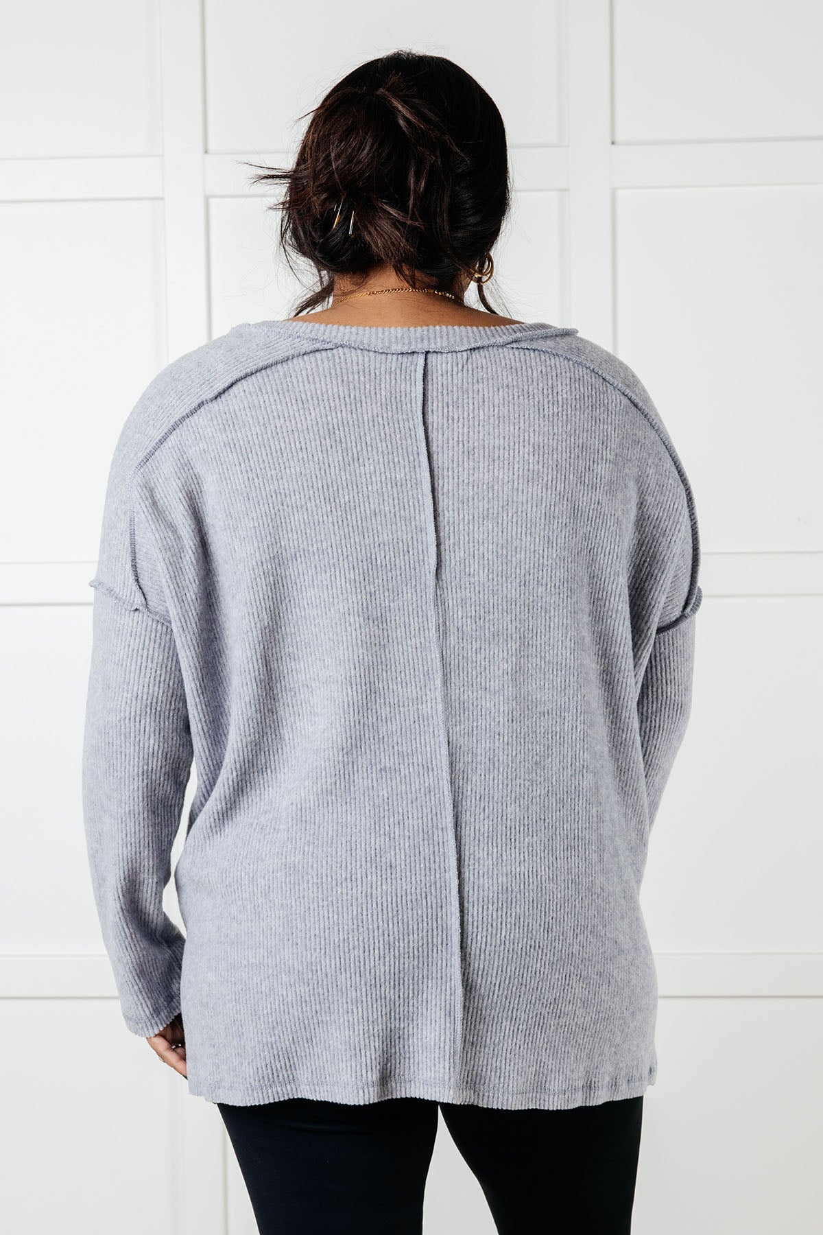 Basically Freezing Brushed Hacci Top in Heather Grey-Tops-Stay Foxy Boutique, Florissant, Missouri