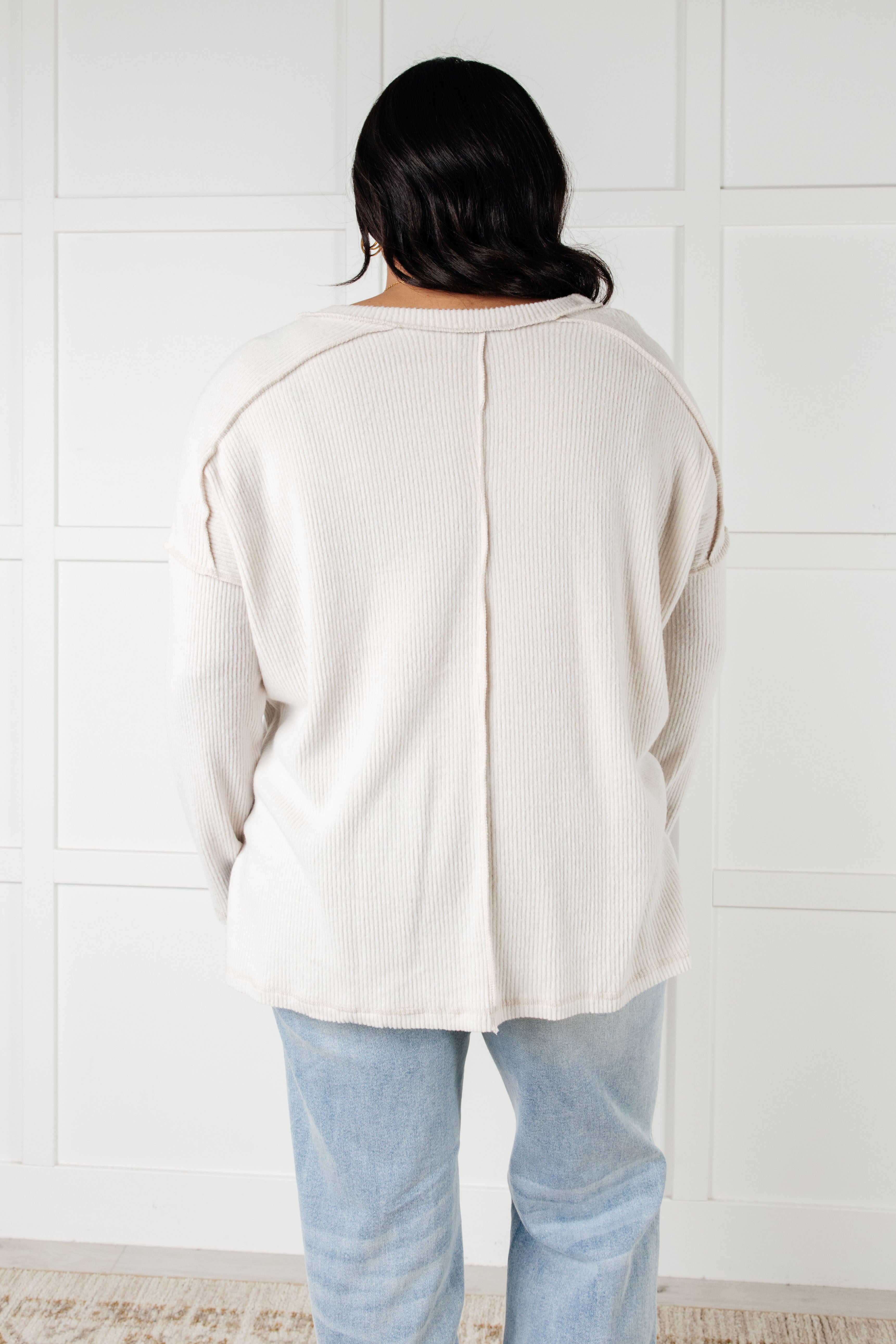 Basically Freezing Brushed Hacci Top in Sand Beige-Tops-Stay Foxy Boutique, Florissant, Missouri