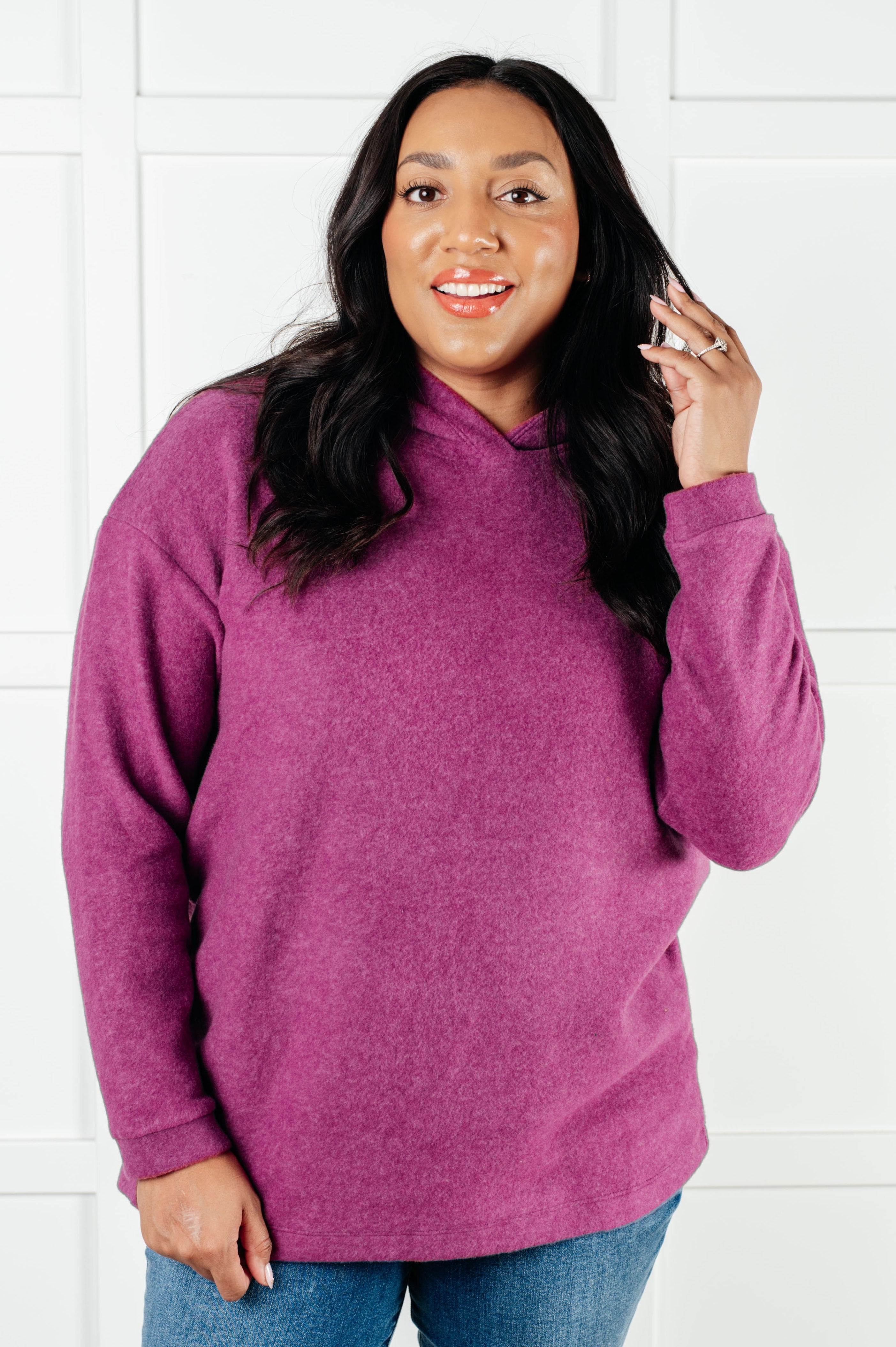 Basically My Favorite Hooded Pullover in Light Plum-Tops-Stay Foxy Boutique, Florissant, Missouri