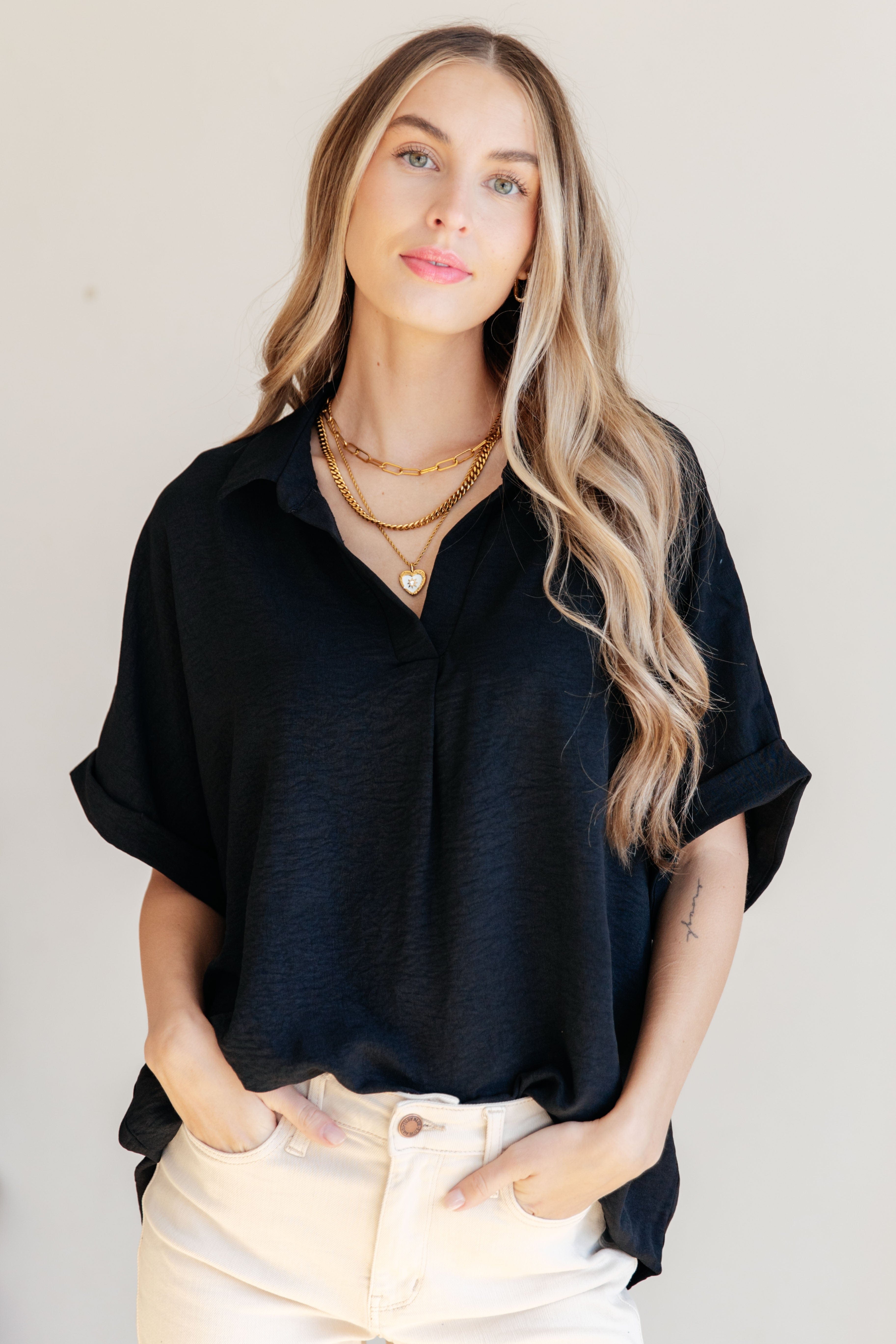 Because I Said So Dolman Sleeve Top in Black-Womens-Stay Foxy Boutique, Florissant, Missouri