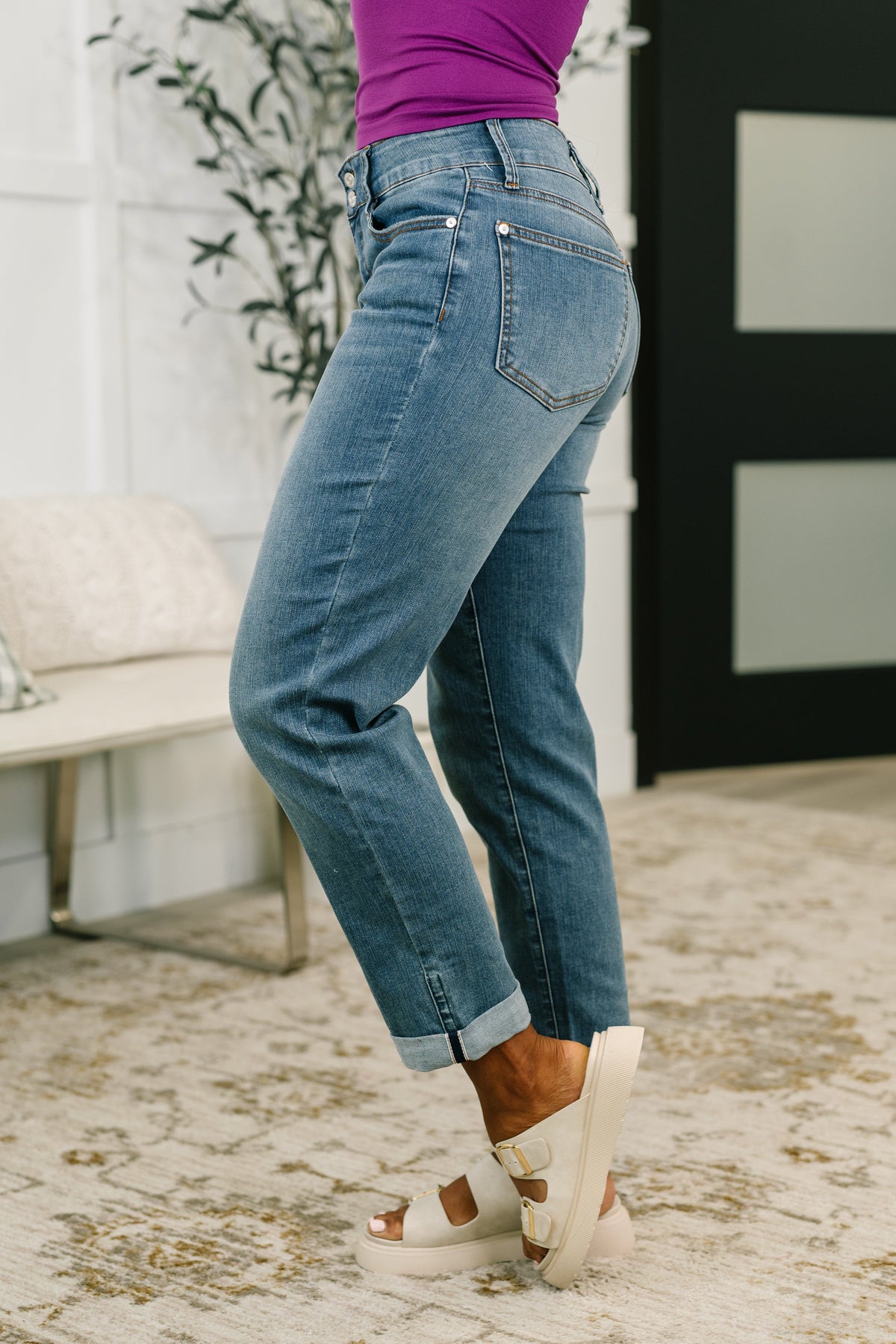 Becky Mid Rise Cool Denim Boyfriend Jean-Womens-Stay Foxy Boutique, Florissant, Missouri