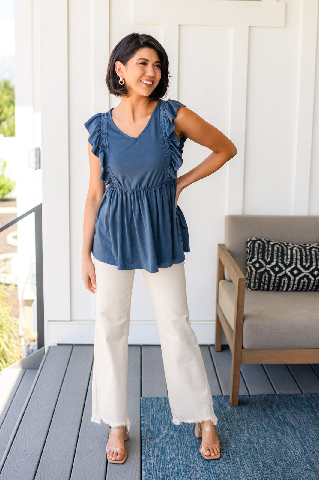 Before Now Ruffled Babydoll Top-Tops-Stay Foxy Boutique, Florissant, Missouri
