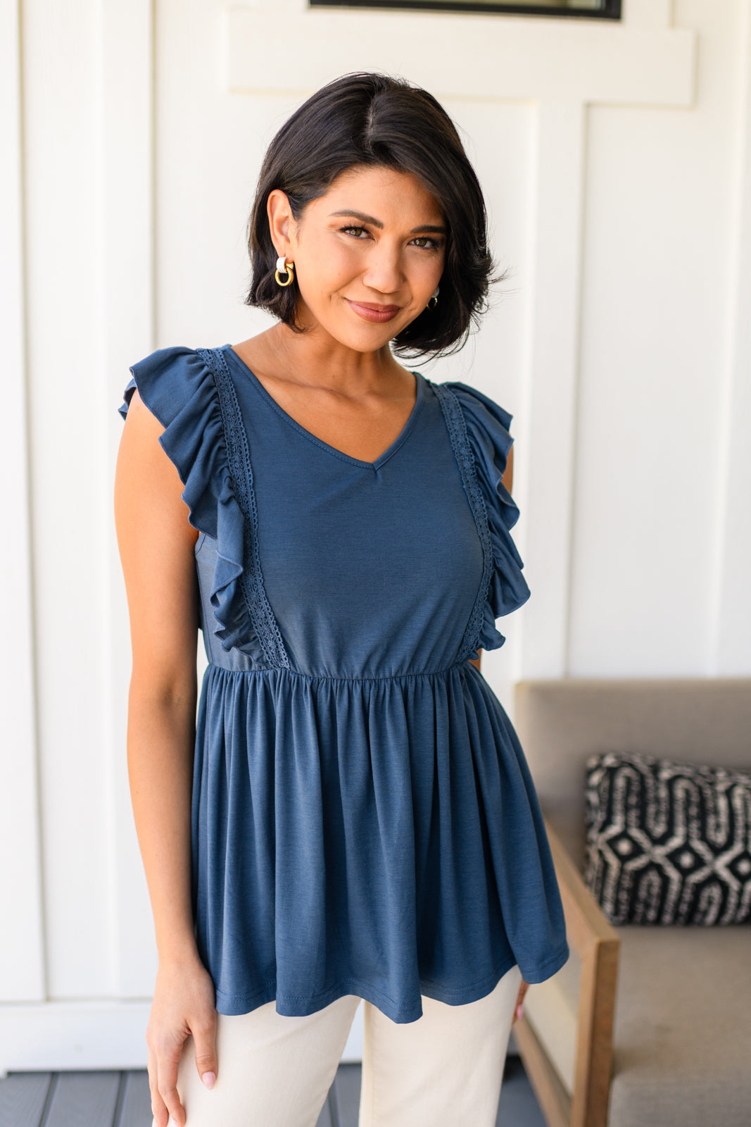 Before Now Ruffled Babydoll Top-Tops-Stay Foxy Boutique, Florissant, Missouri