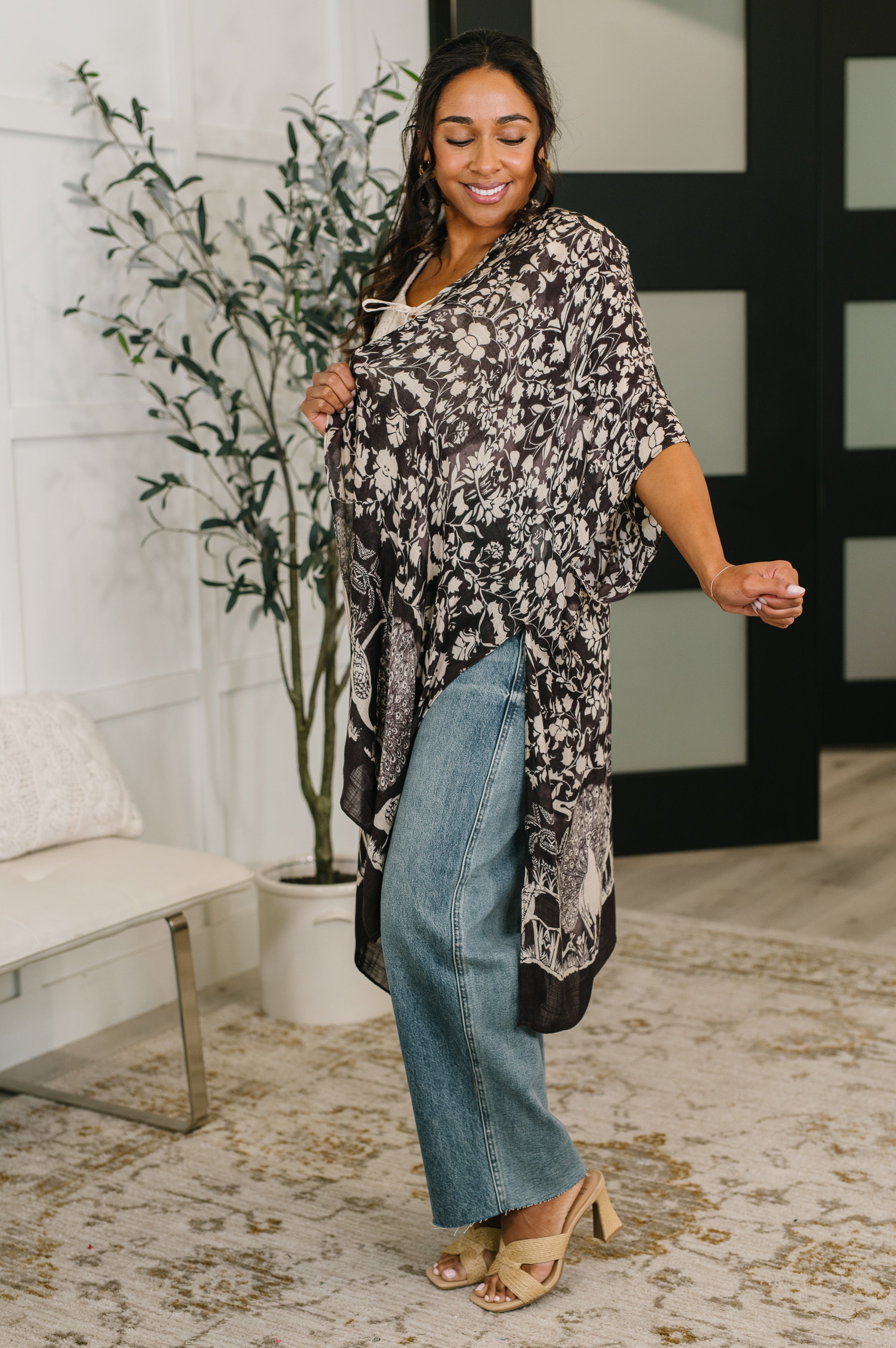Bella Vida Open Front Floral Print Kimono-Womens-Stay Foxy Boutique, Florissant, Missouri