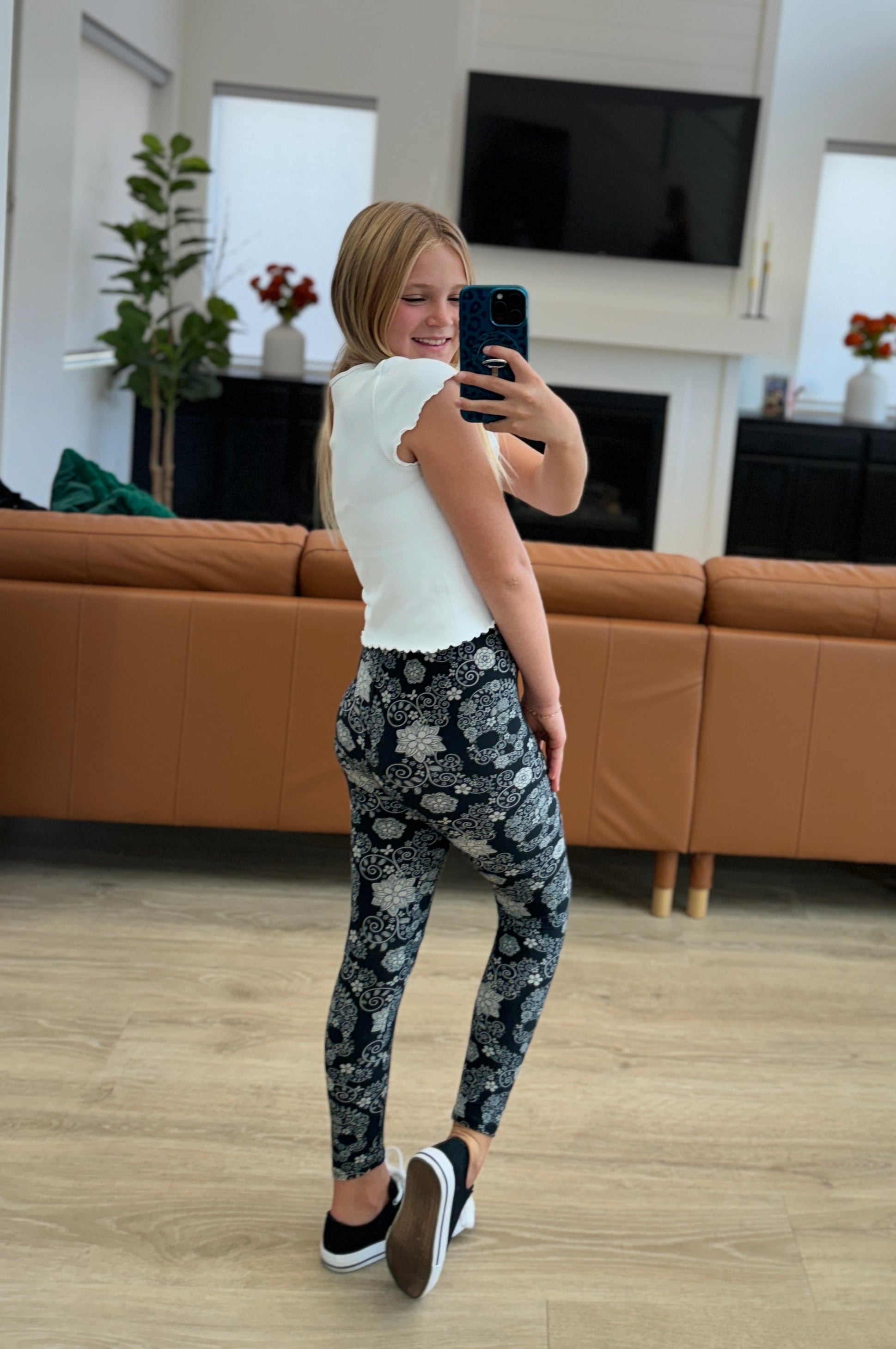 PREORDER: Matching Youth Sugar Skull Leggings-Womens-Stay Foxy Boutique, Florissant, Missouri