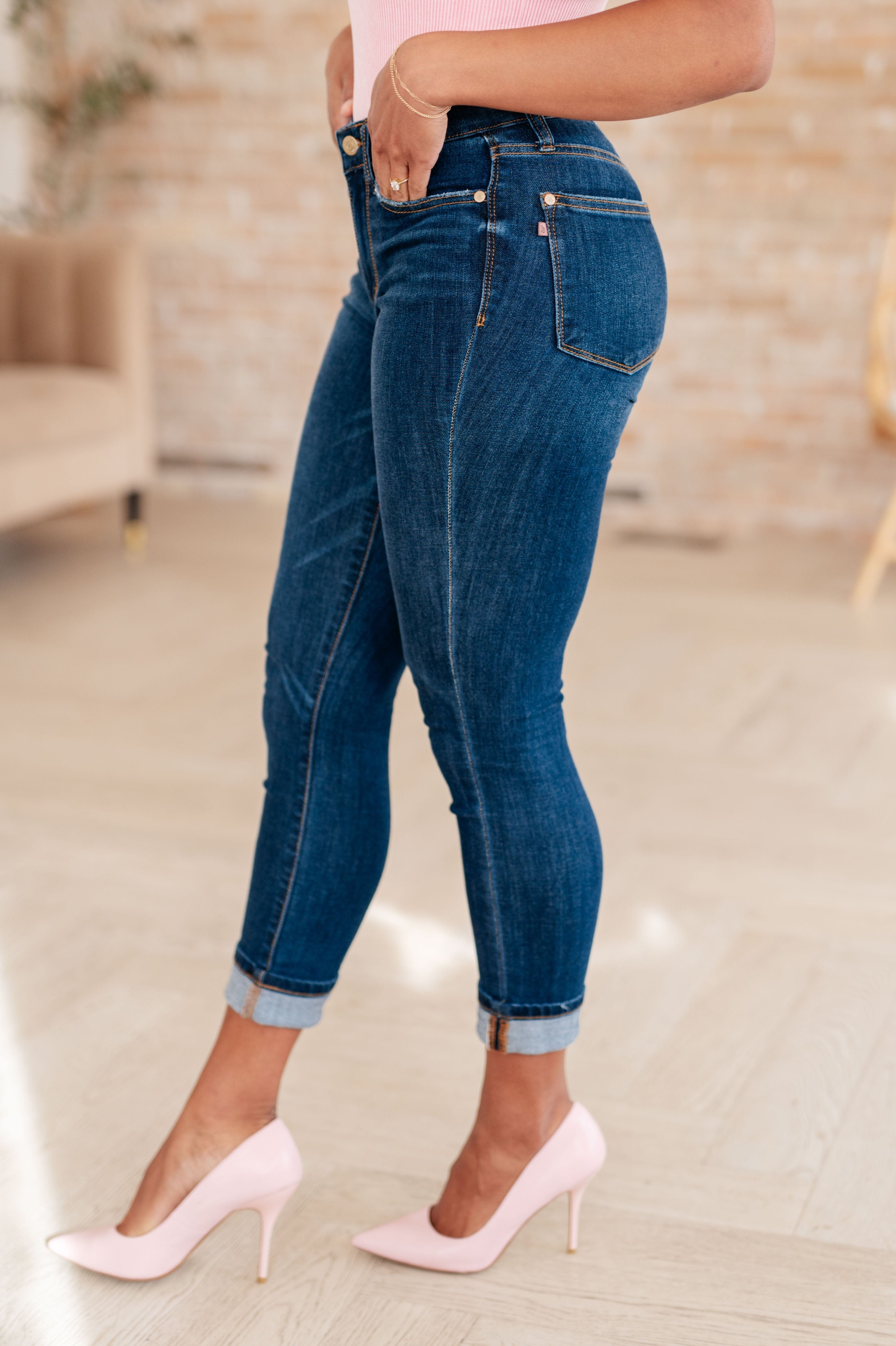 Bette Mid Rise Vintage Cuffed Skinny Capri-Womens-Stay Foxy Boutique, Florissant, Missouri