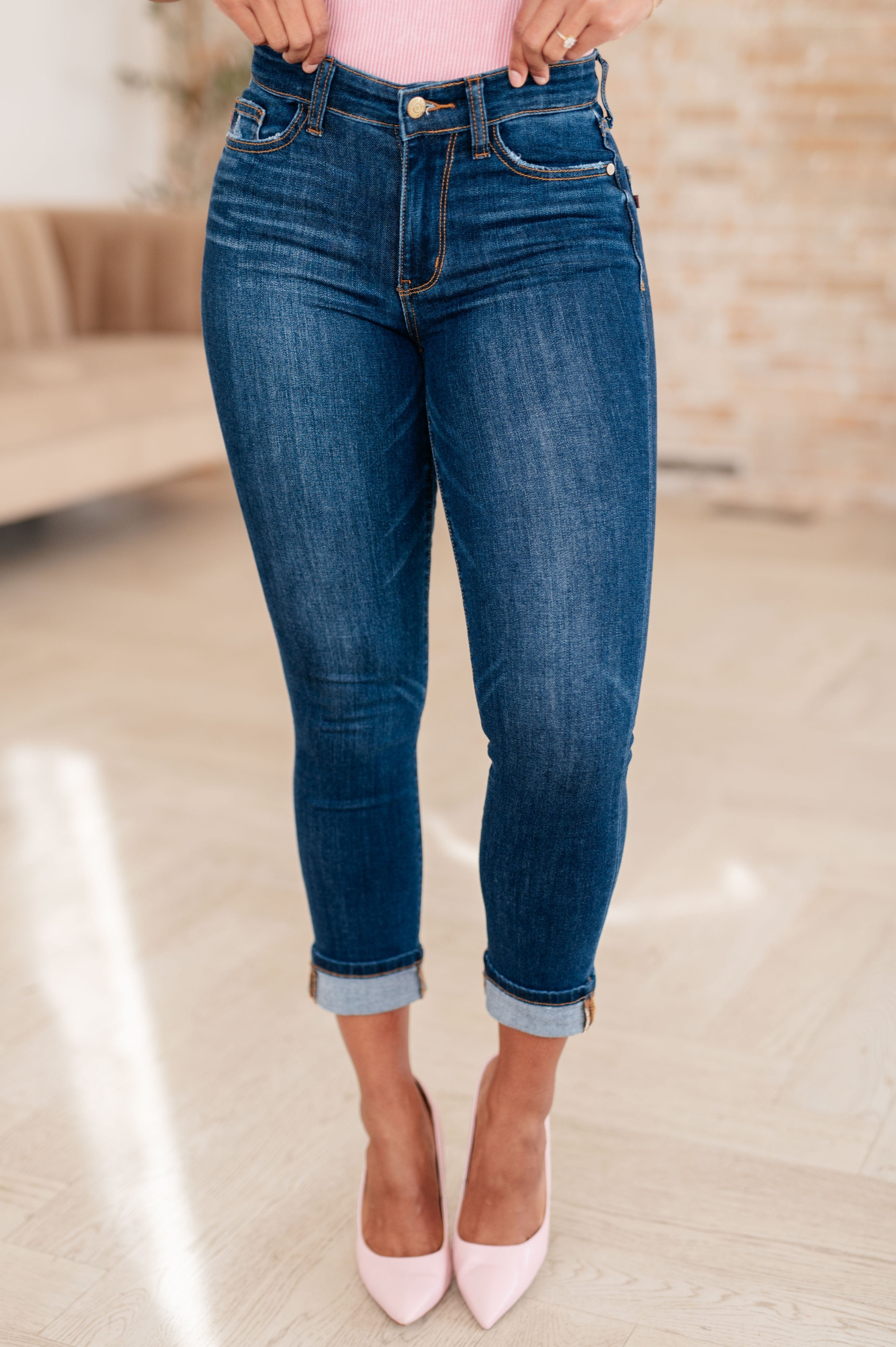 Bette Mid Rise Vintage Cuffed Skinny Capri-Womens-Stay Foxy Boutique, Florissant, Missouri