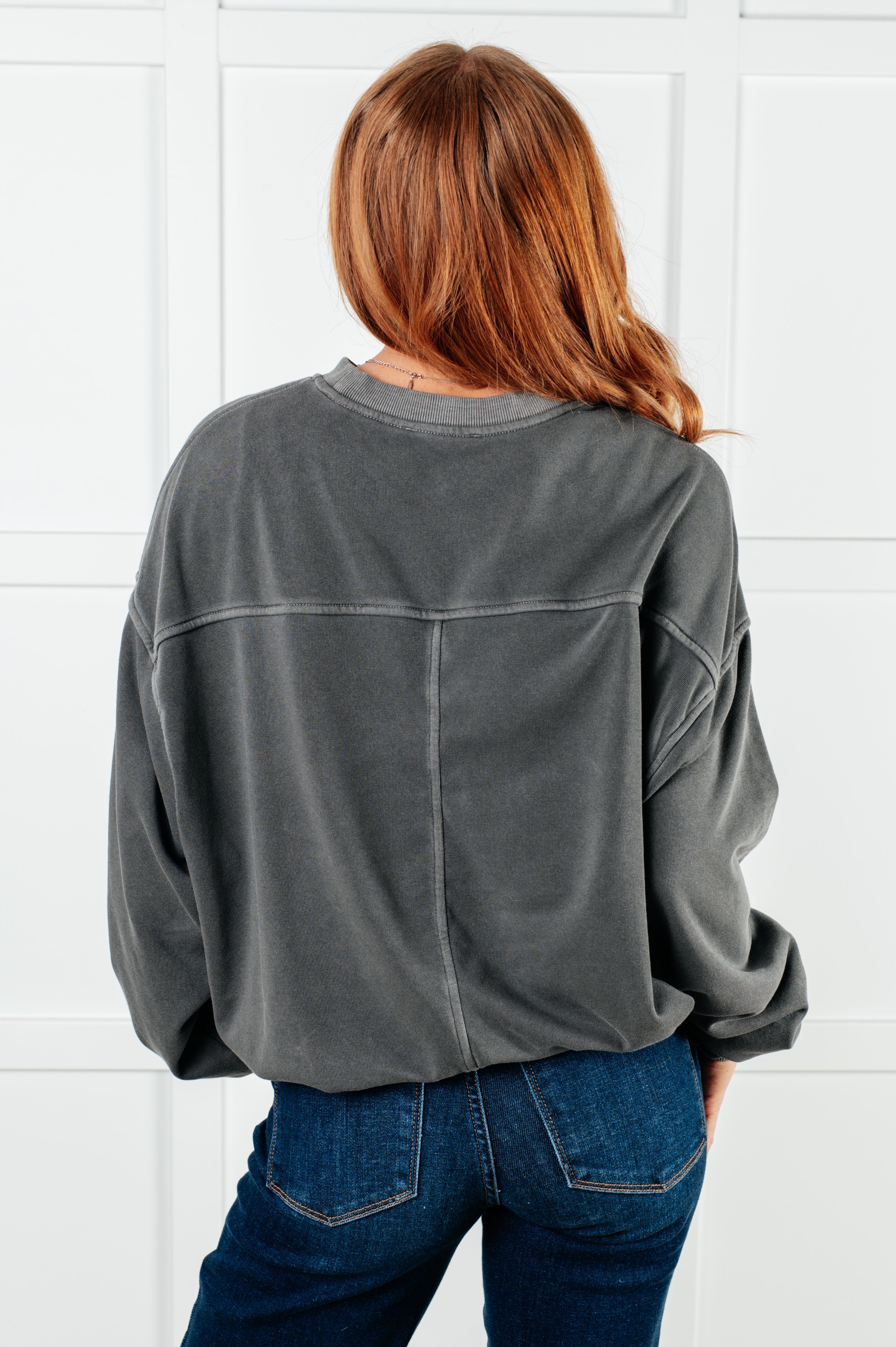 Beyond the Basics Pullover in Ash Black-Tops-Stay Foxy Boutique, Florissant, Missouri