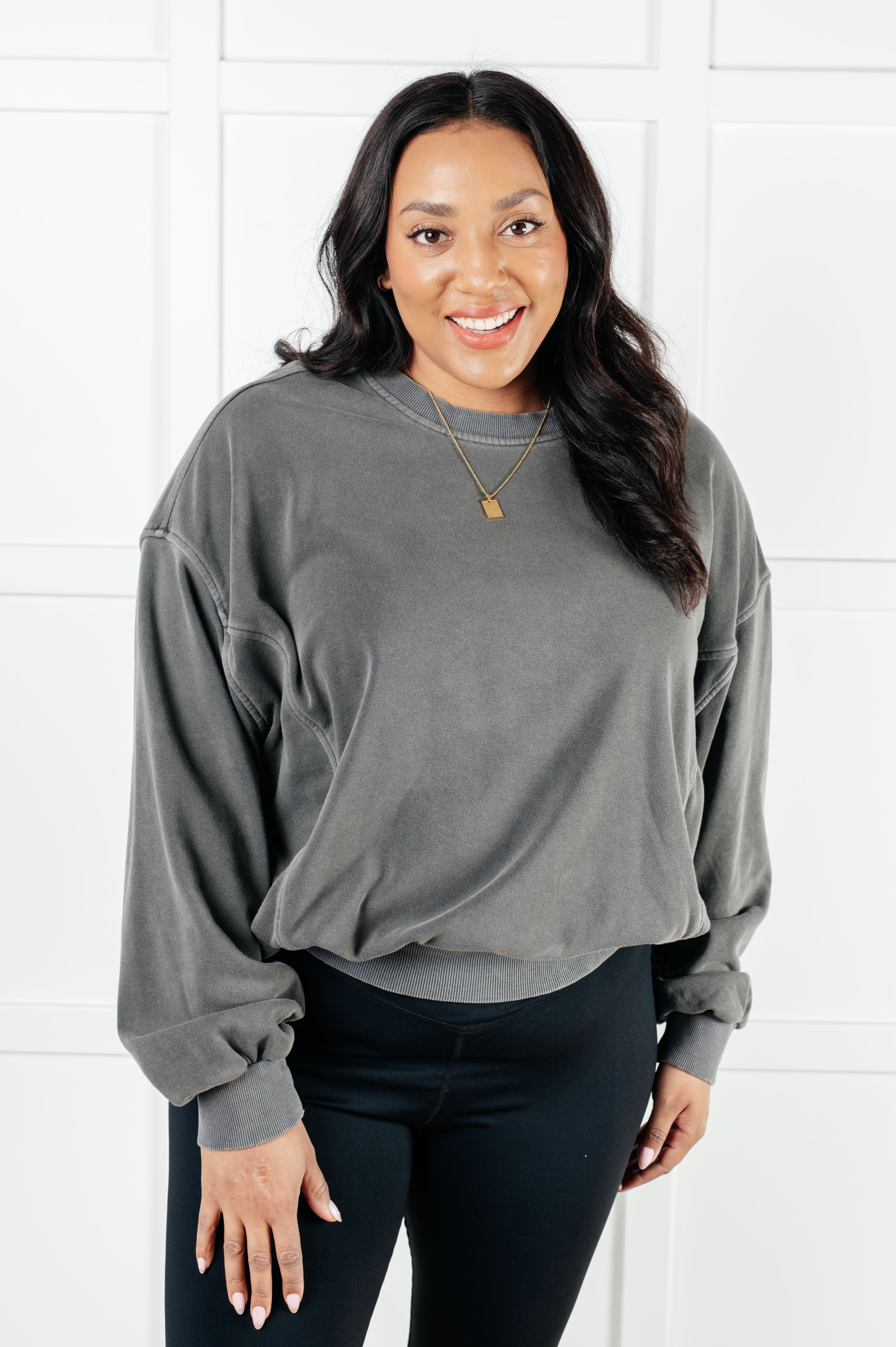 Beyond the Basics Pullover in Ash Black-Tops-Stay Foxy Boutique, Florissant, Missouri