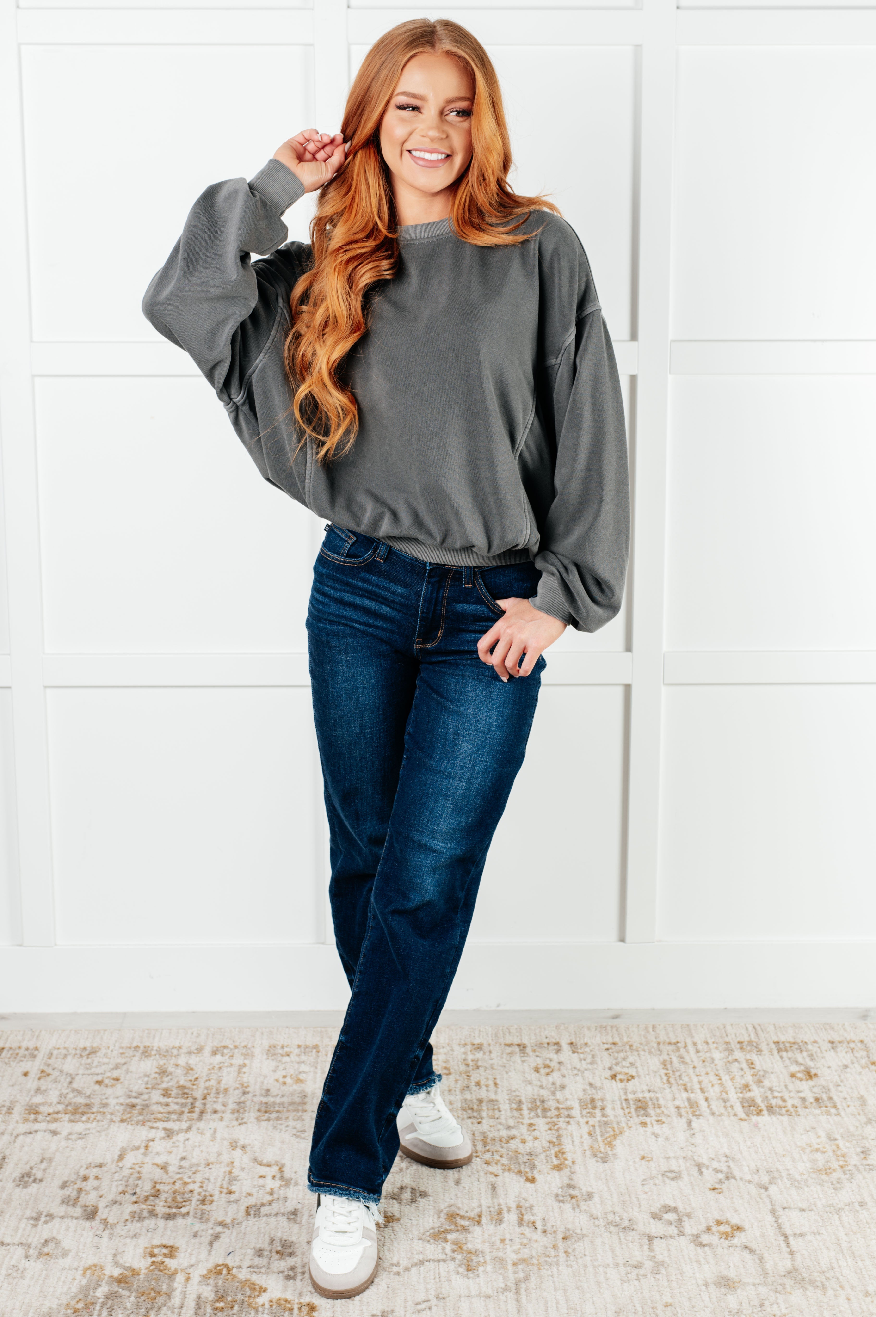 Beyond the Basics Pullover in Ash Black-Tops-Stay Foxy Boutique, Florissant, Missouri