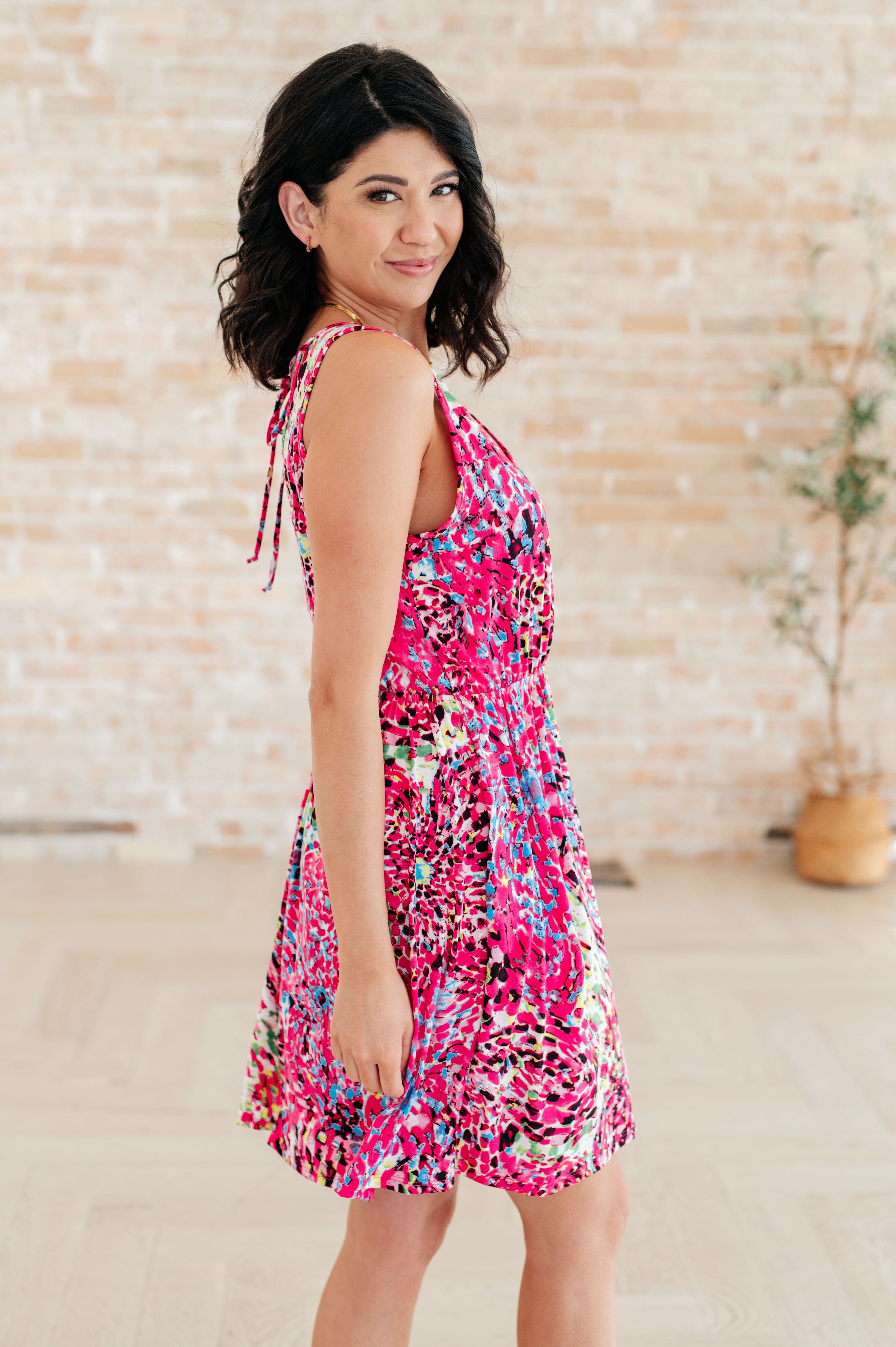 Bless Your Heart V-Neck Dress in Neon Fuchsia-Dresses-Stay Foxy Boutique, Florissant, Missouri