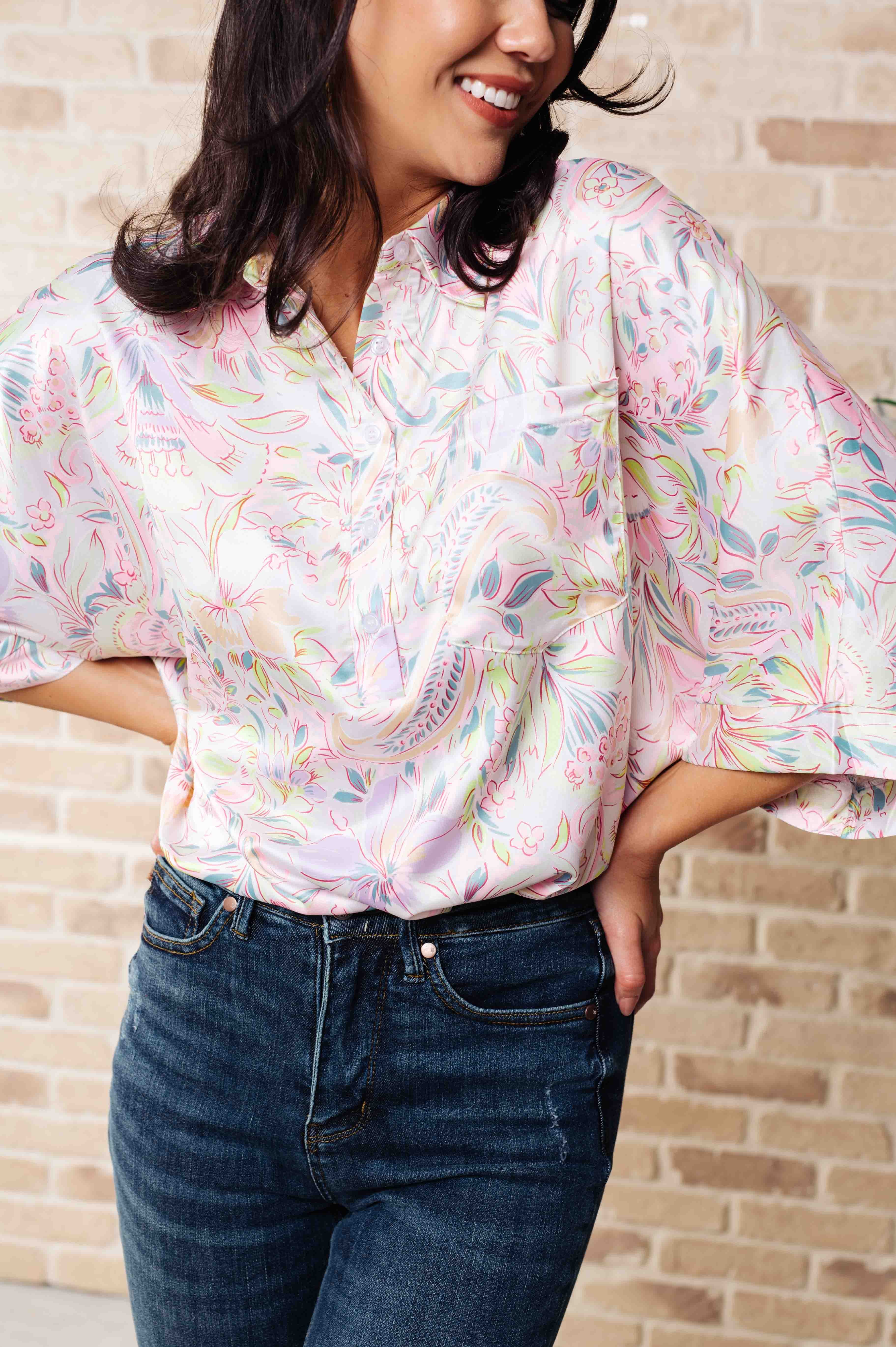 Blissful Botanicals Blouse-Tops-Stay Foxy Boutique, Florissant, Missouri