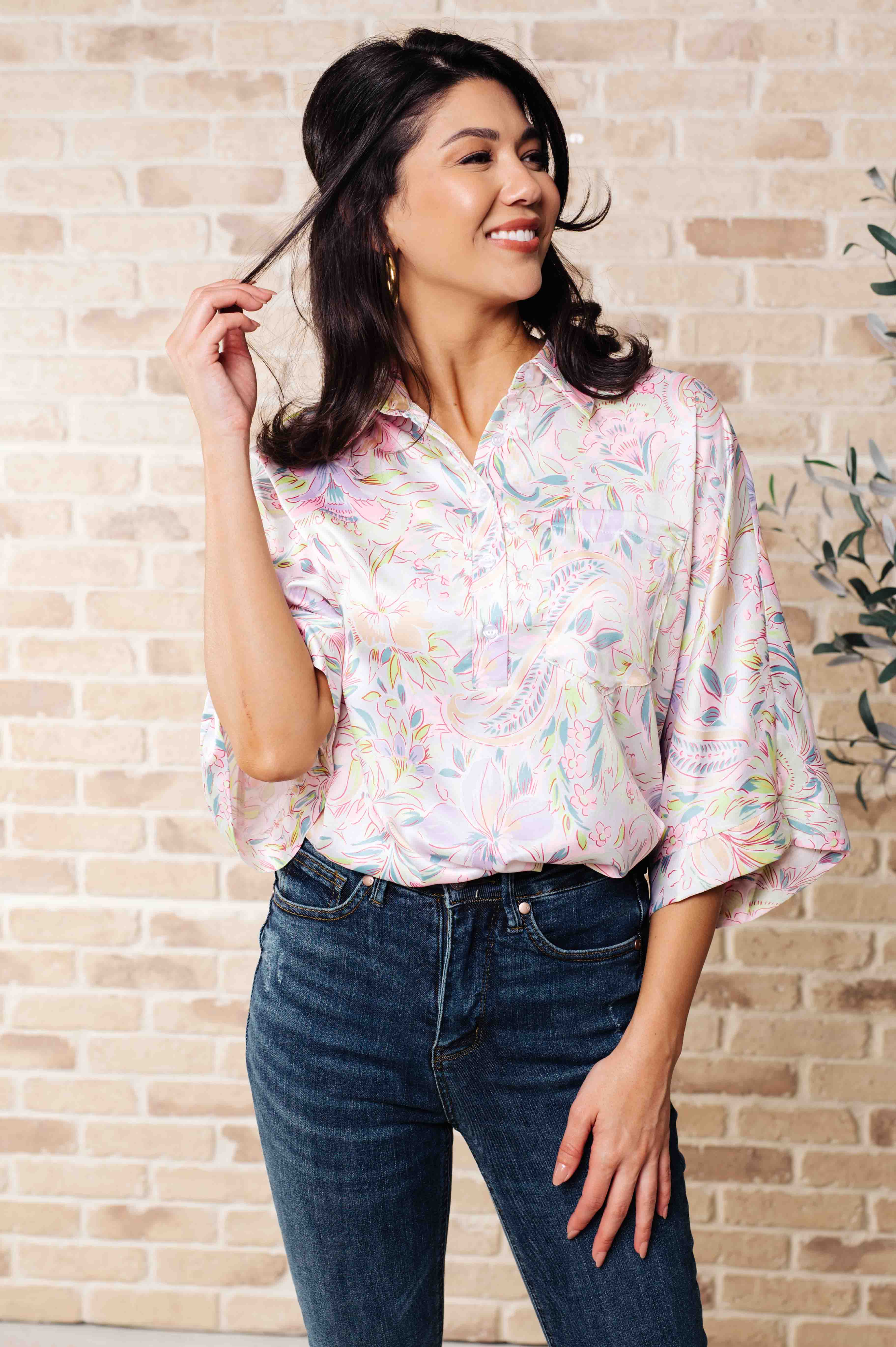 Blissful Botanicals Blouse-Tops-Stay Foxy Boutique, Florissant, Missouri
