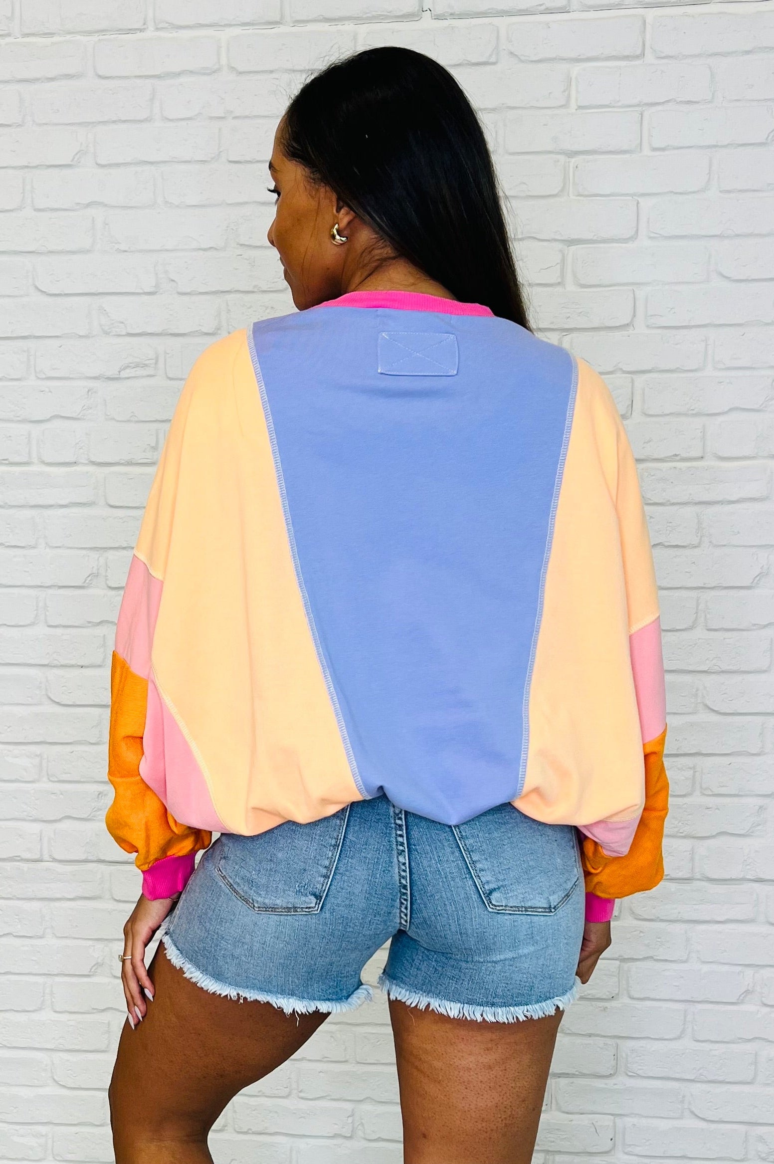 Blockbuster Color Block Pullover in Muted-Womens-Stay Foxy Boutique, Florissant, Missouri