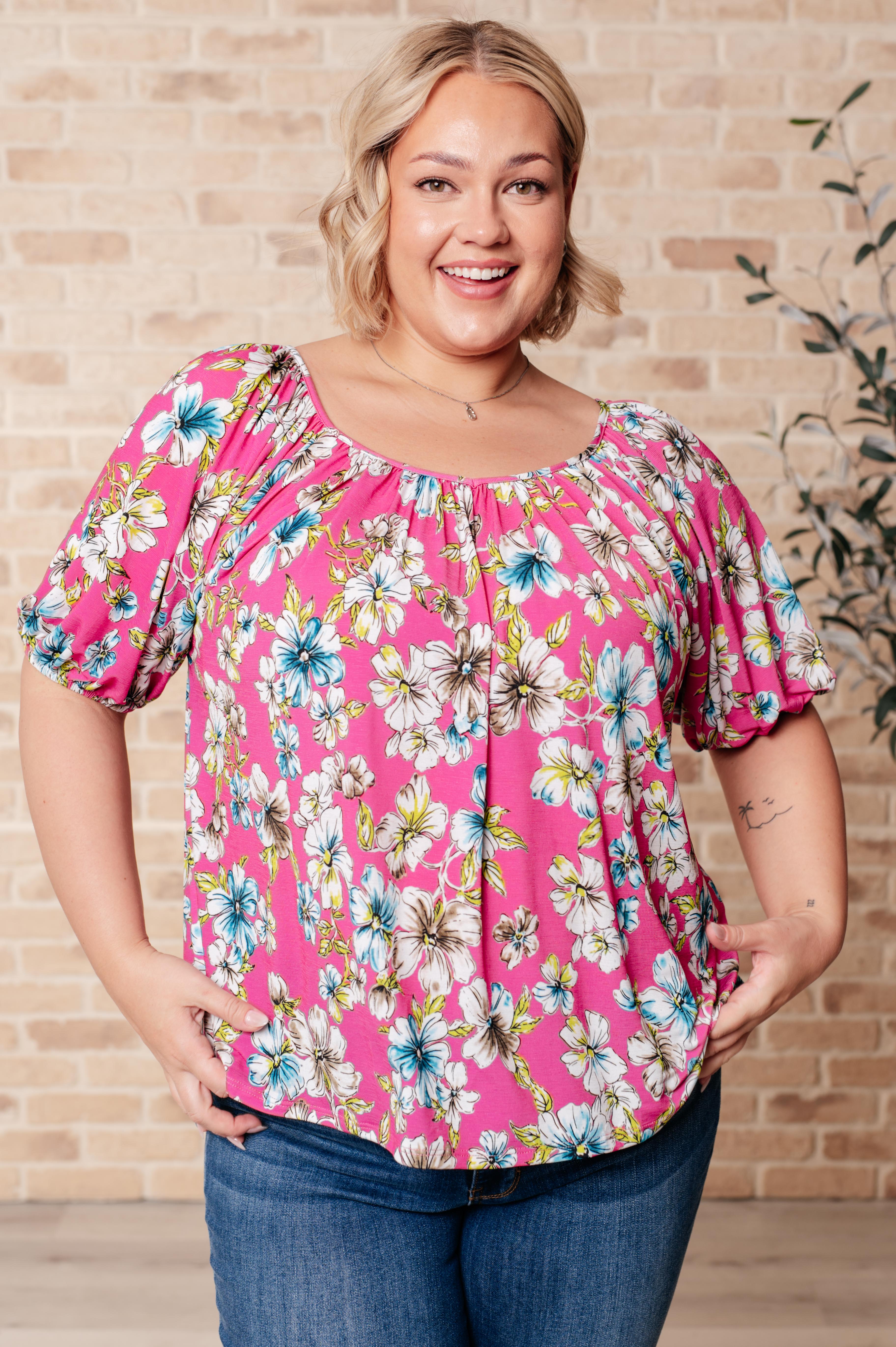 Bloom So Bright Floral Top-Tops-Stay Foxy Boutique, Florissant, Missouri