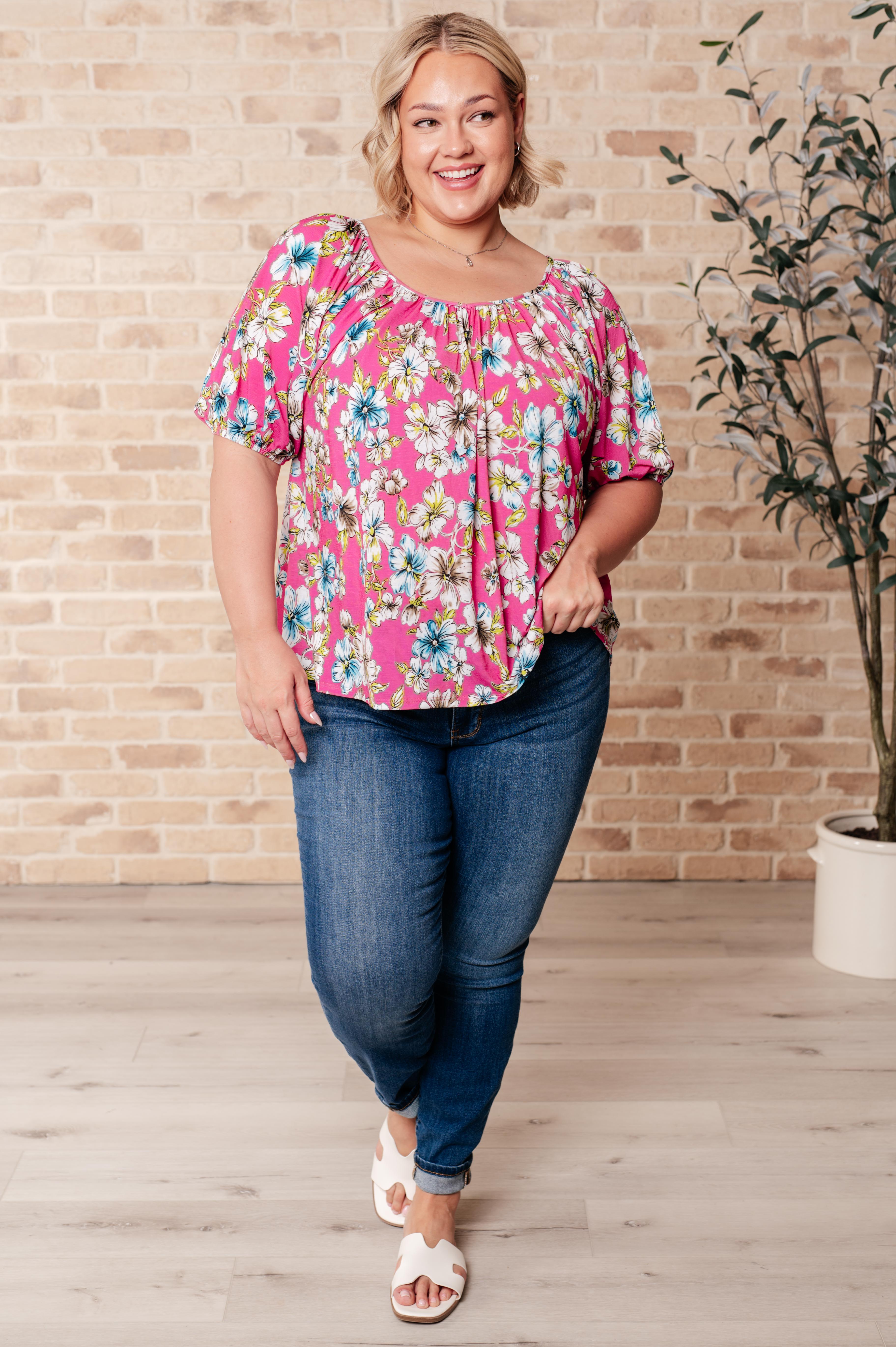 Bloom So Bright Floral Top-Tops-Stay Foxy Boutique, Florissant, Missouri