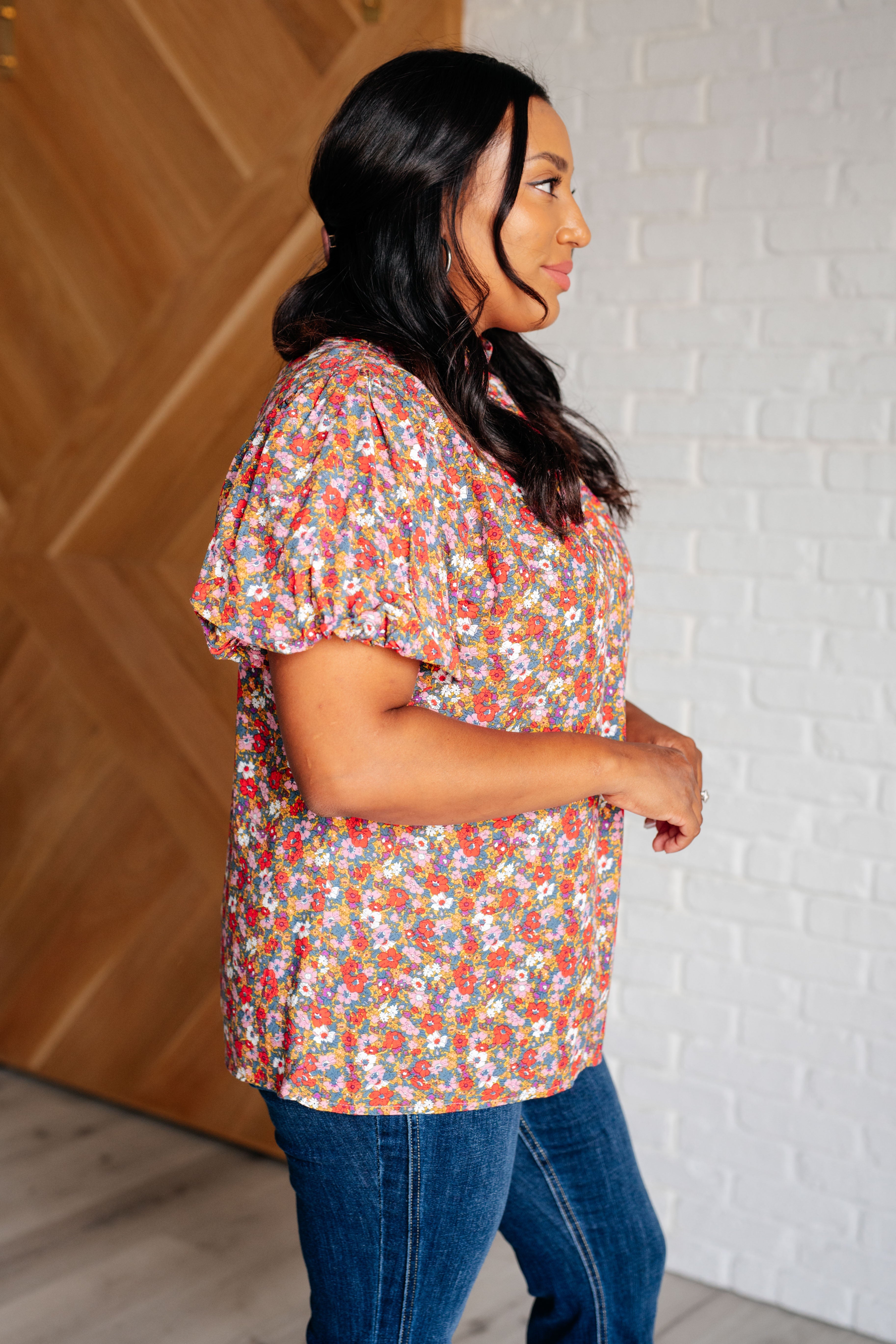 Bohemian Moment Floral Mock Neck Blouse-Blouses-Stay Foxy Boutique, Florissant, Missouri