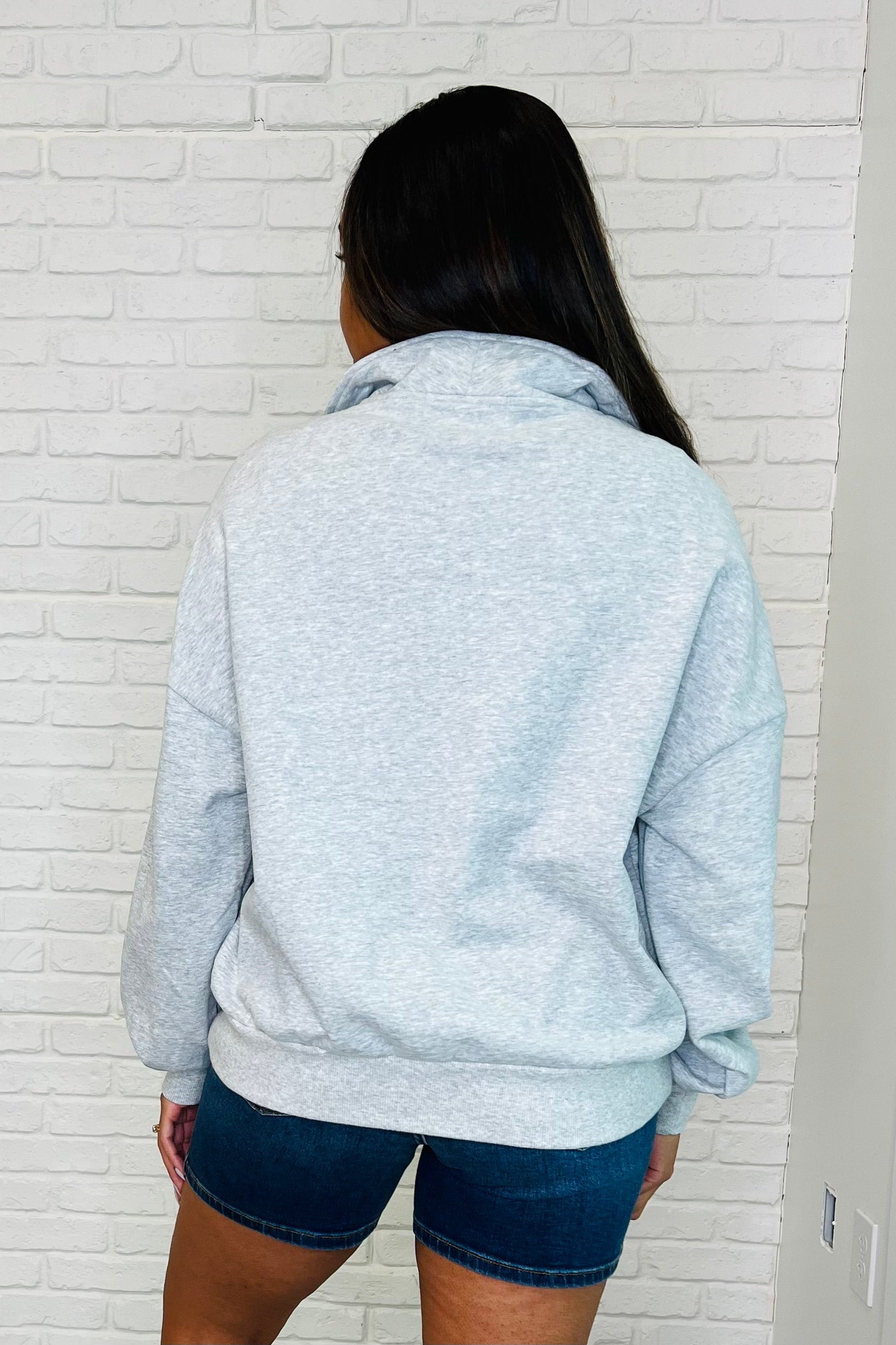 Bonbon Delight Half Zip Pullover in Grey-Womens-Stay Foxy Boutique, Florissant, Missouri