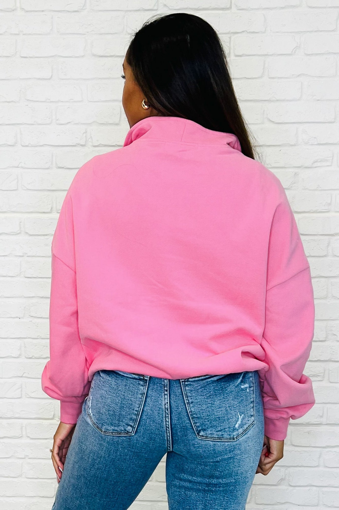 Bonbon Delight Half Zip Pullover in Pink-Womens-Stay Foxy Boutique, Florissant, Missouri