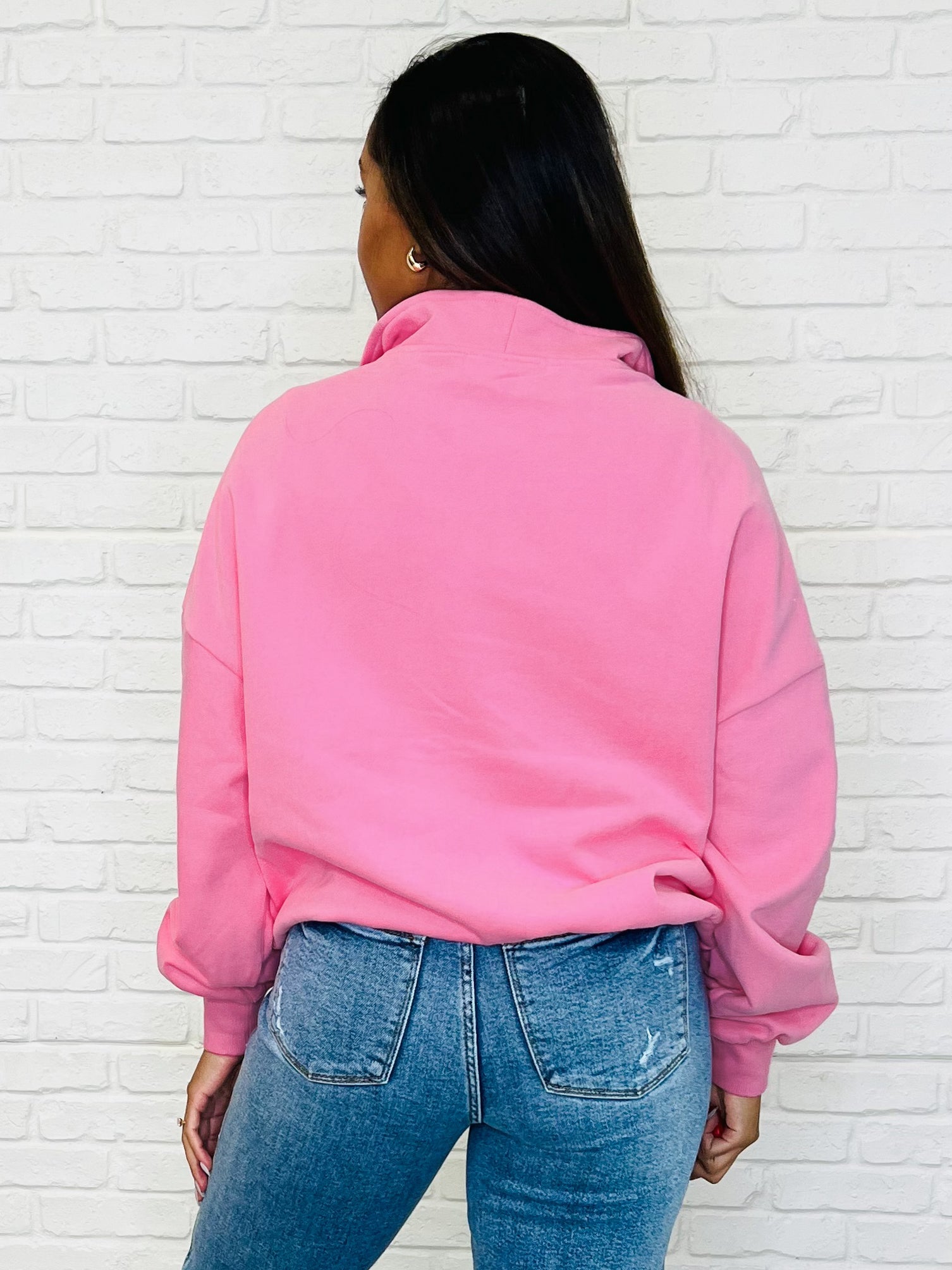 Bonbon Delight Half Zip Pullover in Pink-Womens-Stay Foxy Boutique, Florissant, Missouri