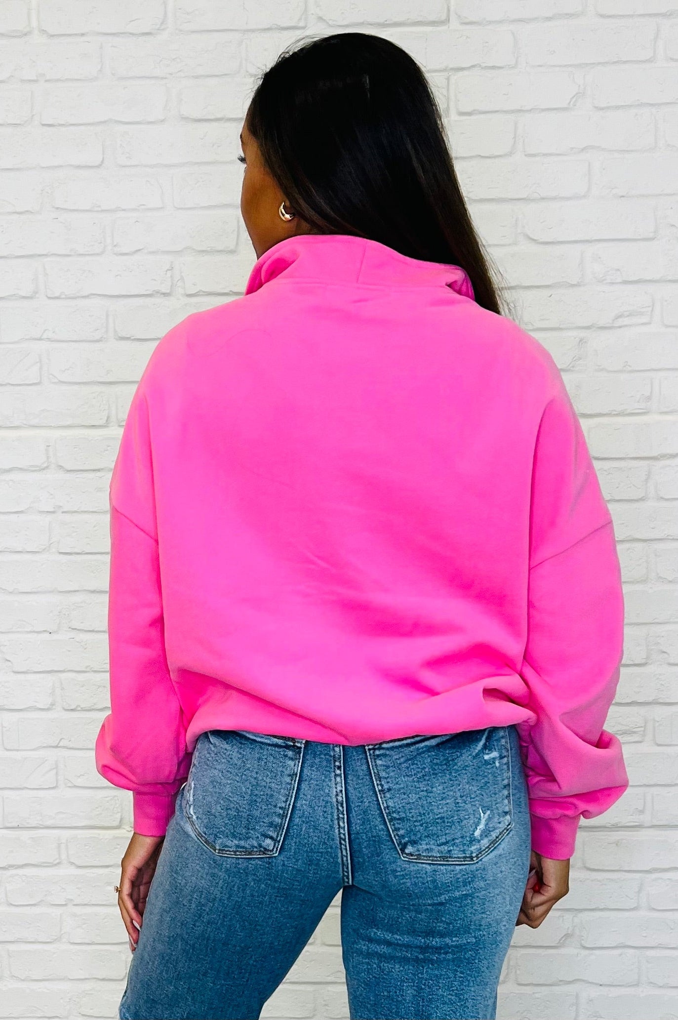 Bonbon Delight Half Zip Pullover in Pink-Womens-Stay Foxy Boutique, Florissant, Missouri