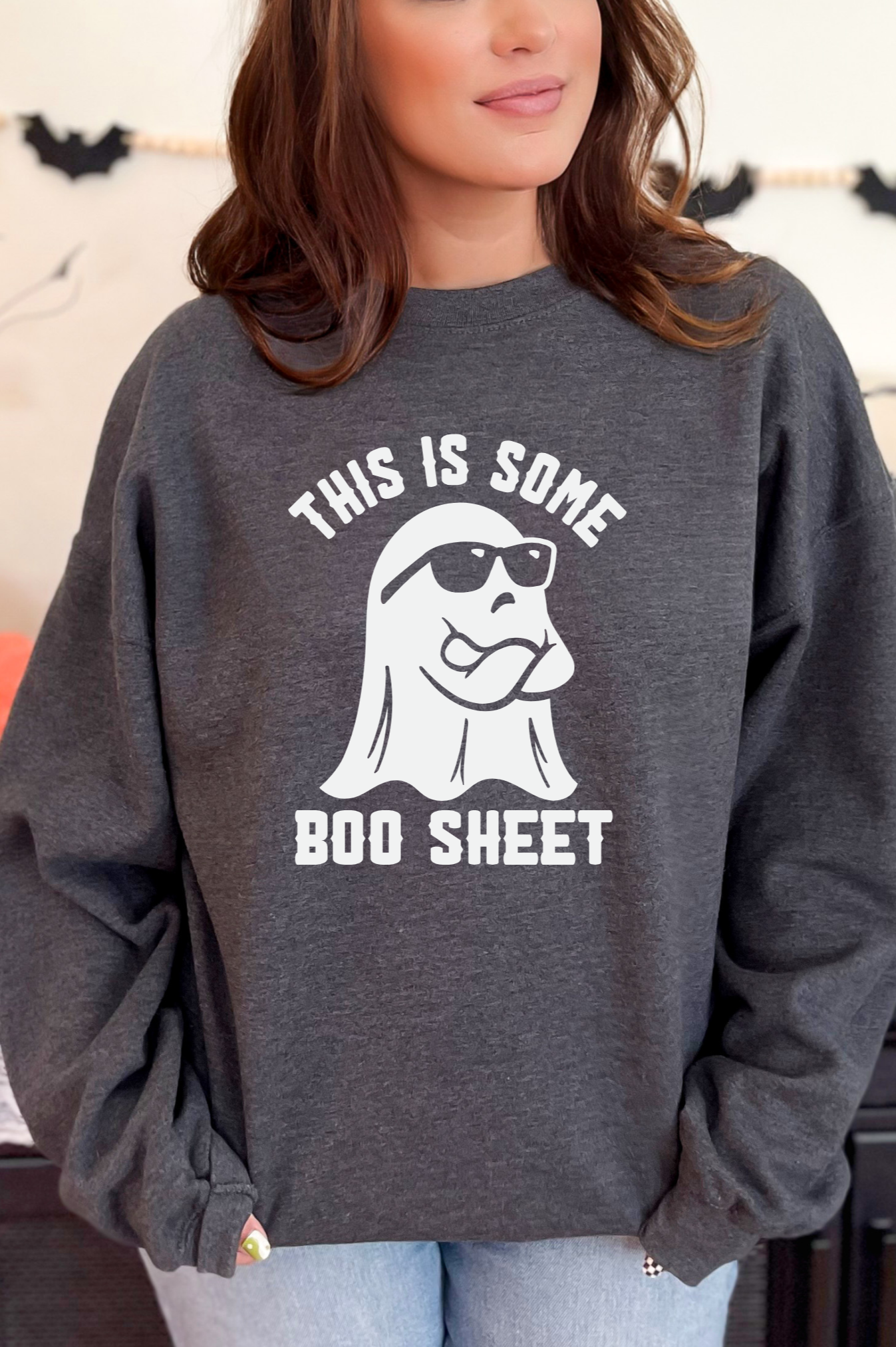 Boo Sheet Sweatshirt-Womens-Stay Foxy Boutique, Florissant, Missouri
