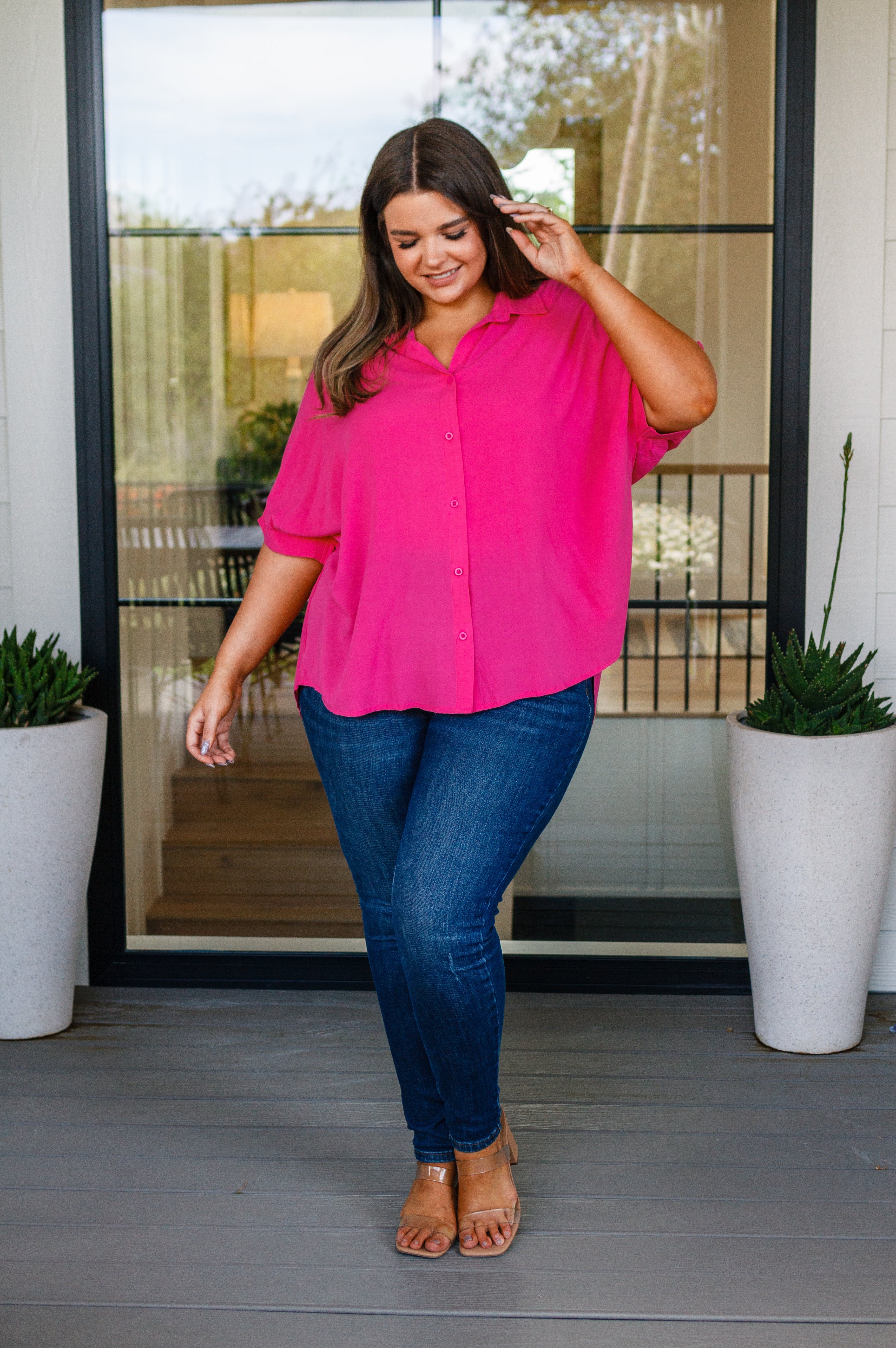 Bounding Beauty Button Down Blouse-Womens-Stay Foxy Boutique, Florissant, Missouri