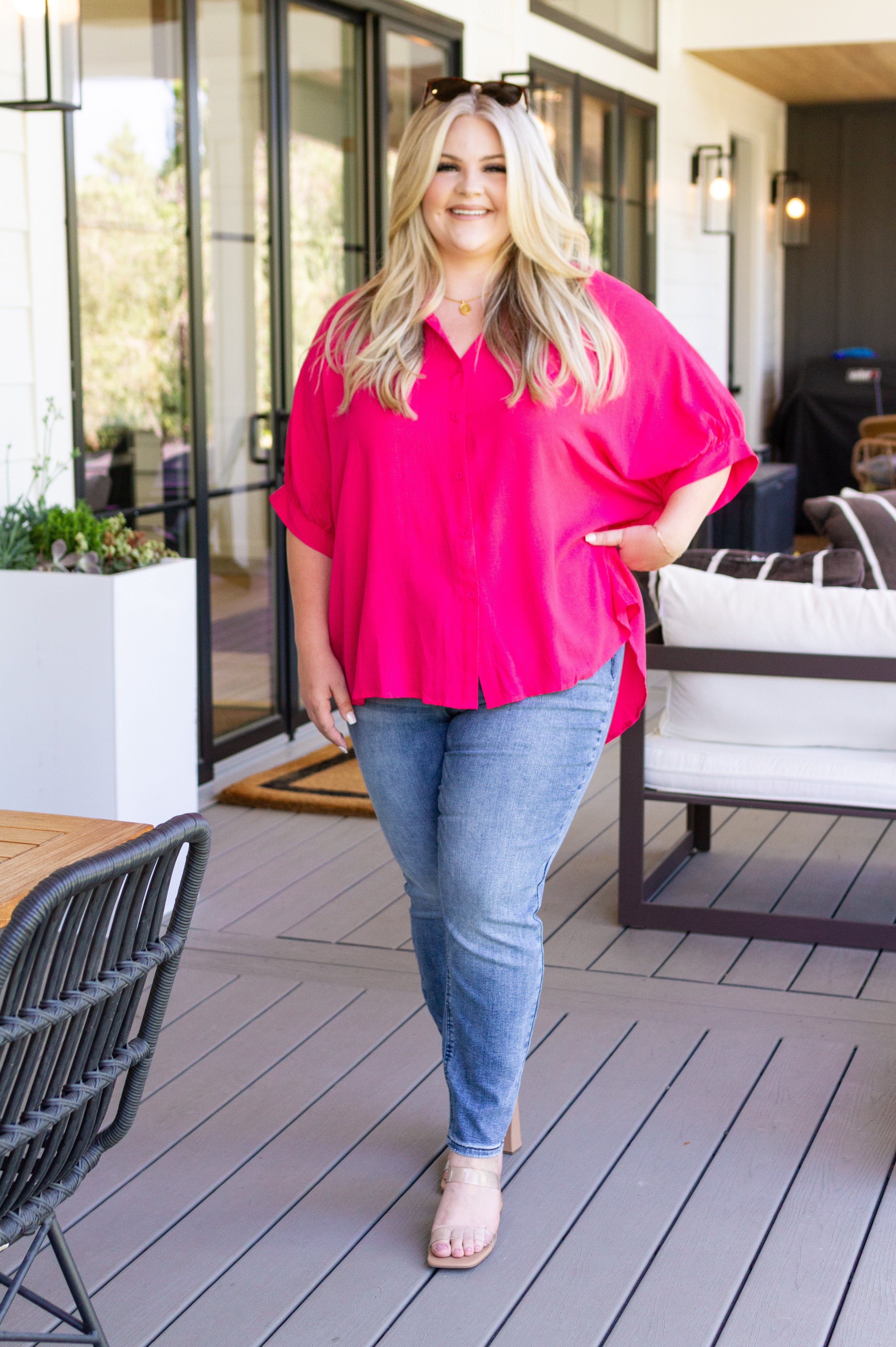 Bounding Beauty Button Down Blouse-Womens-Stay Foxy Boutique, Florissant, Missouri
