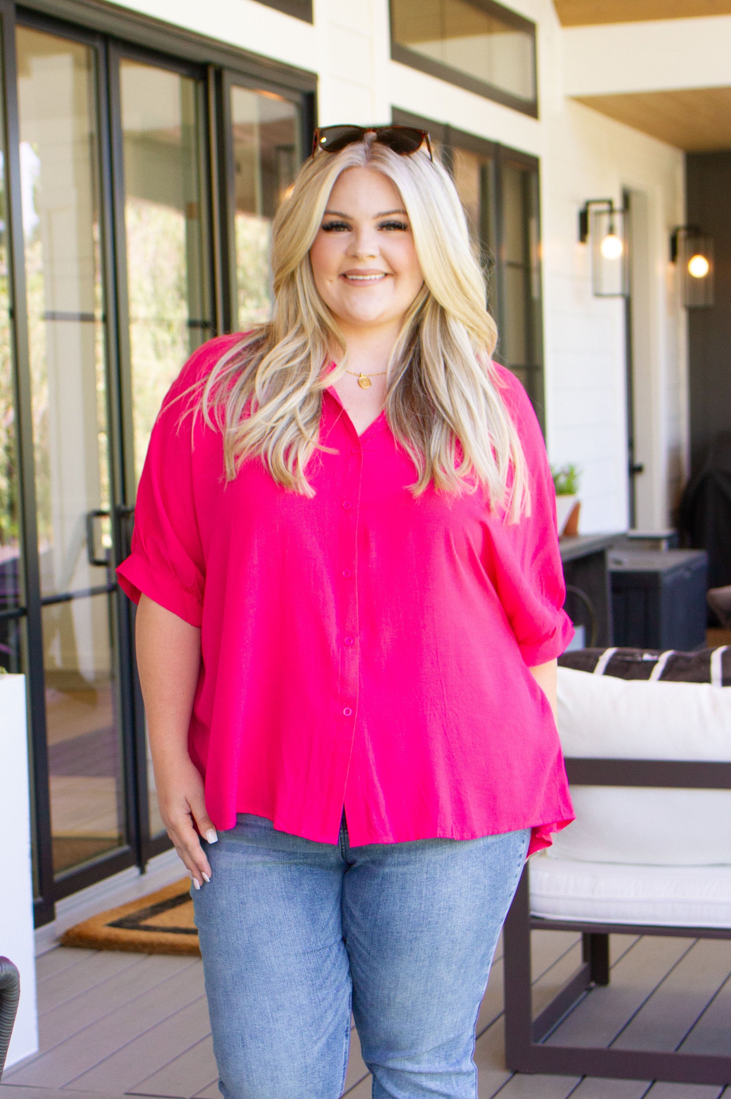 Bounding Beauty Button Down Blouse-Womens-Stay Foxy Boutique, Florissant, Missouri