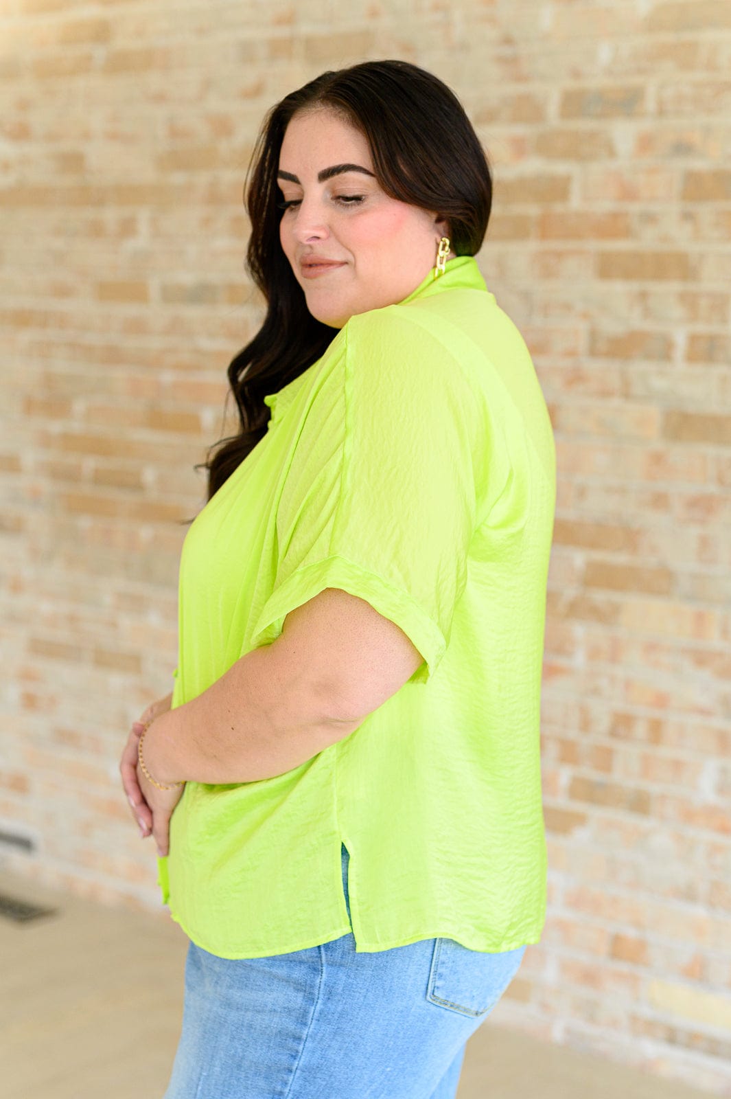 Bright Idea Button Down in Citrus-Tops-Stay Foxy Boutique, Florissant, Missouri