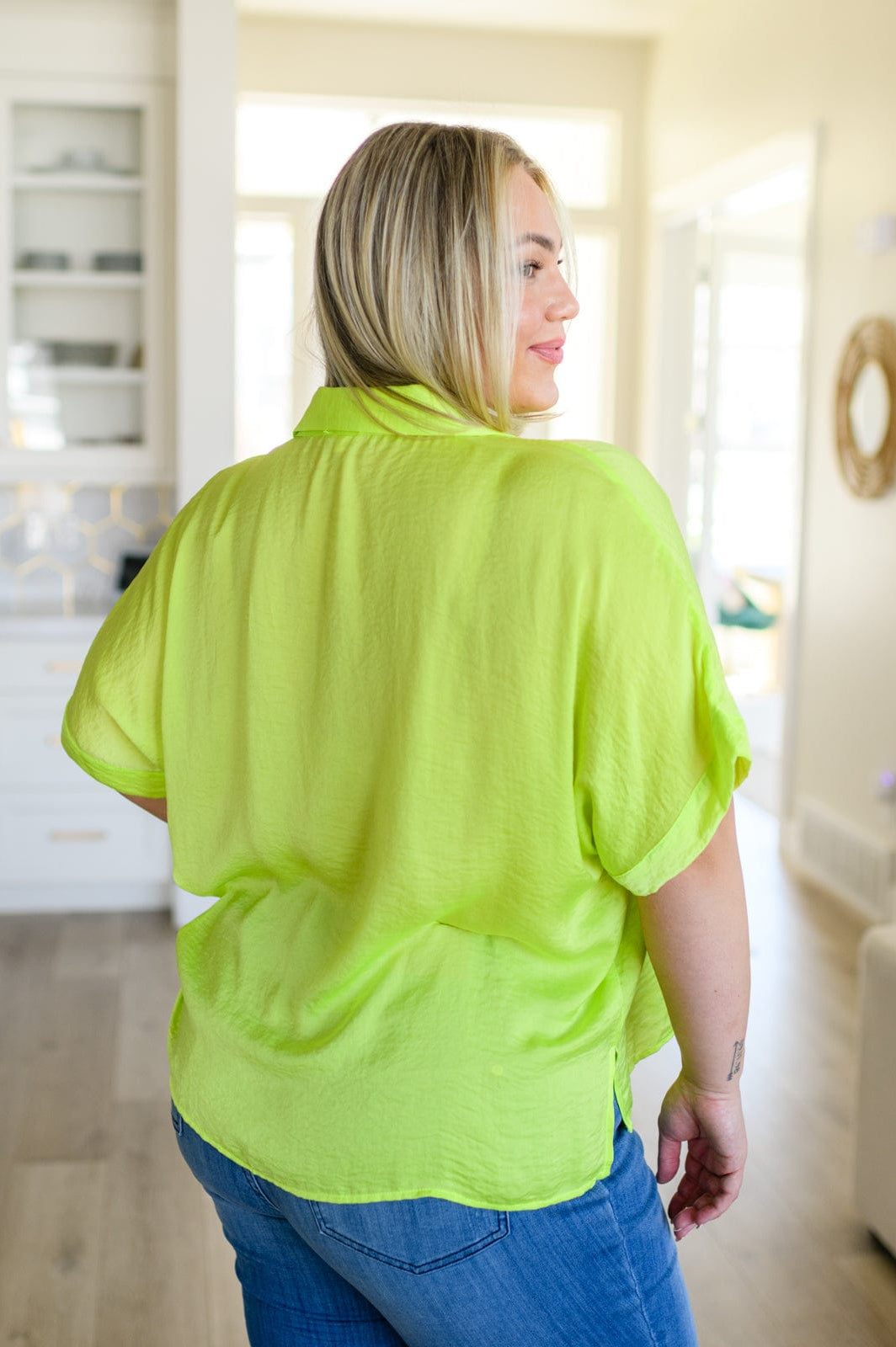 Bright Idea Button Down in Citrus-Tops-Stay Foxy Boutique, Florissant, Missouri