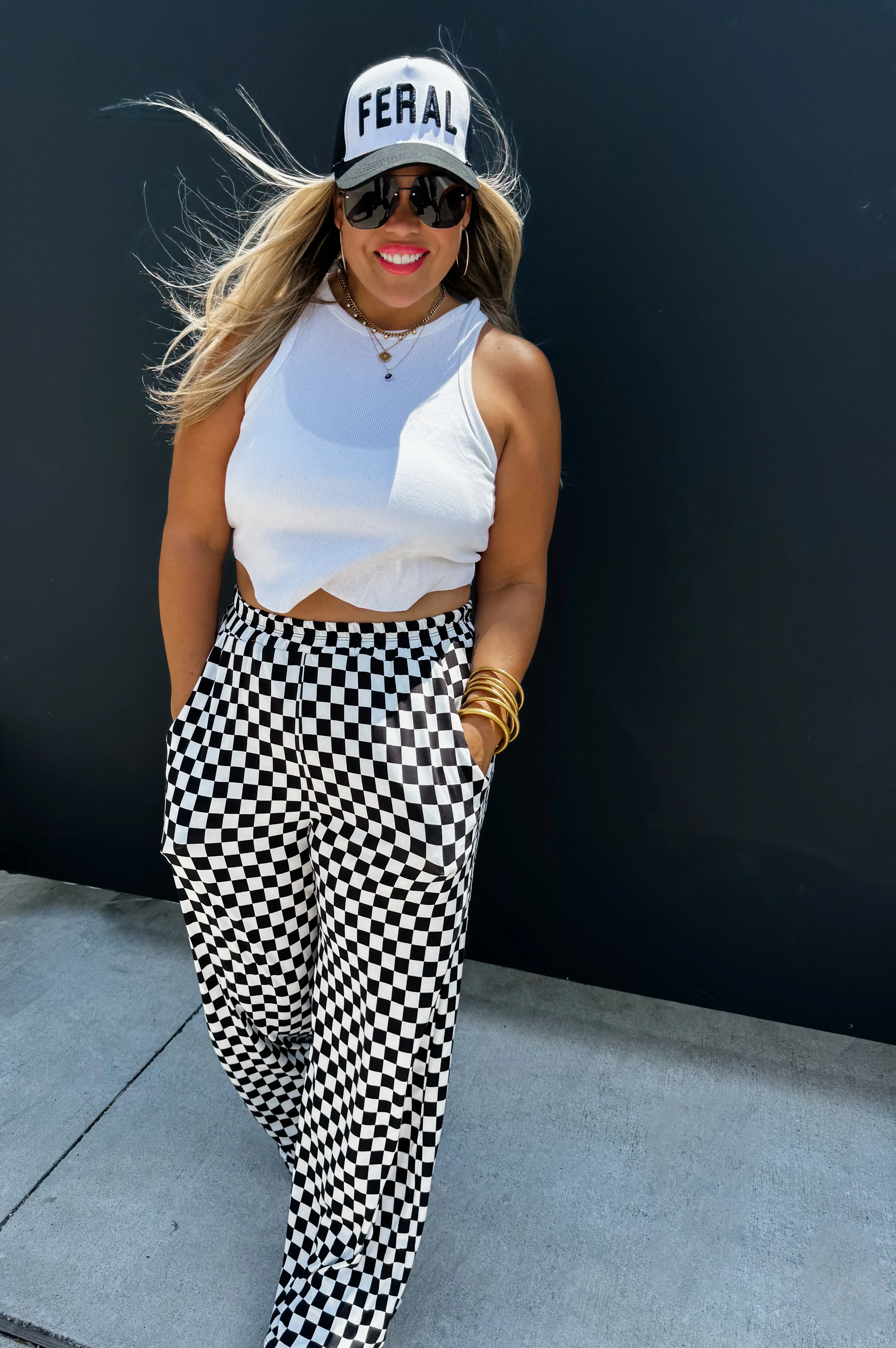 PREORDER: Bold Block Checker Pants-Womens-Stay Foxy Boutique, Florissant, Missouri