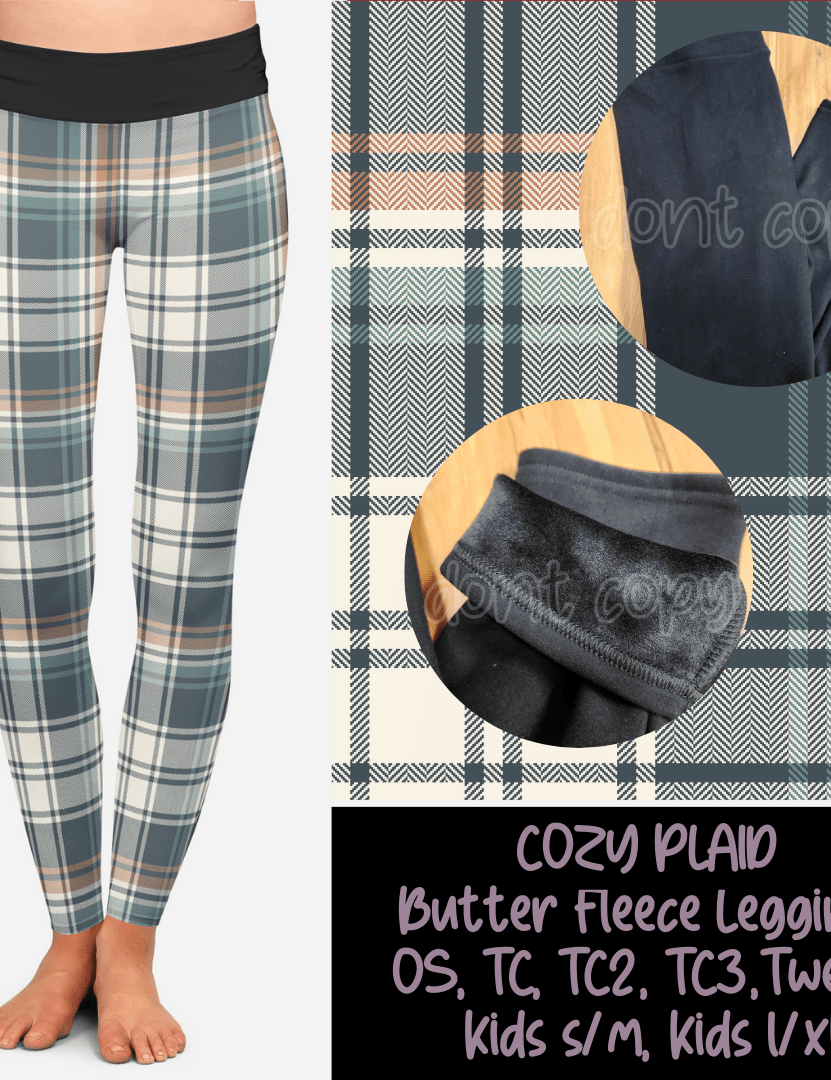 COZY PLAID - BUTTER FLEECE LINED LEGGINGS-Leggings-Stay Foxy Boutique, Florissant, Missouri