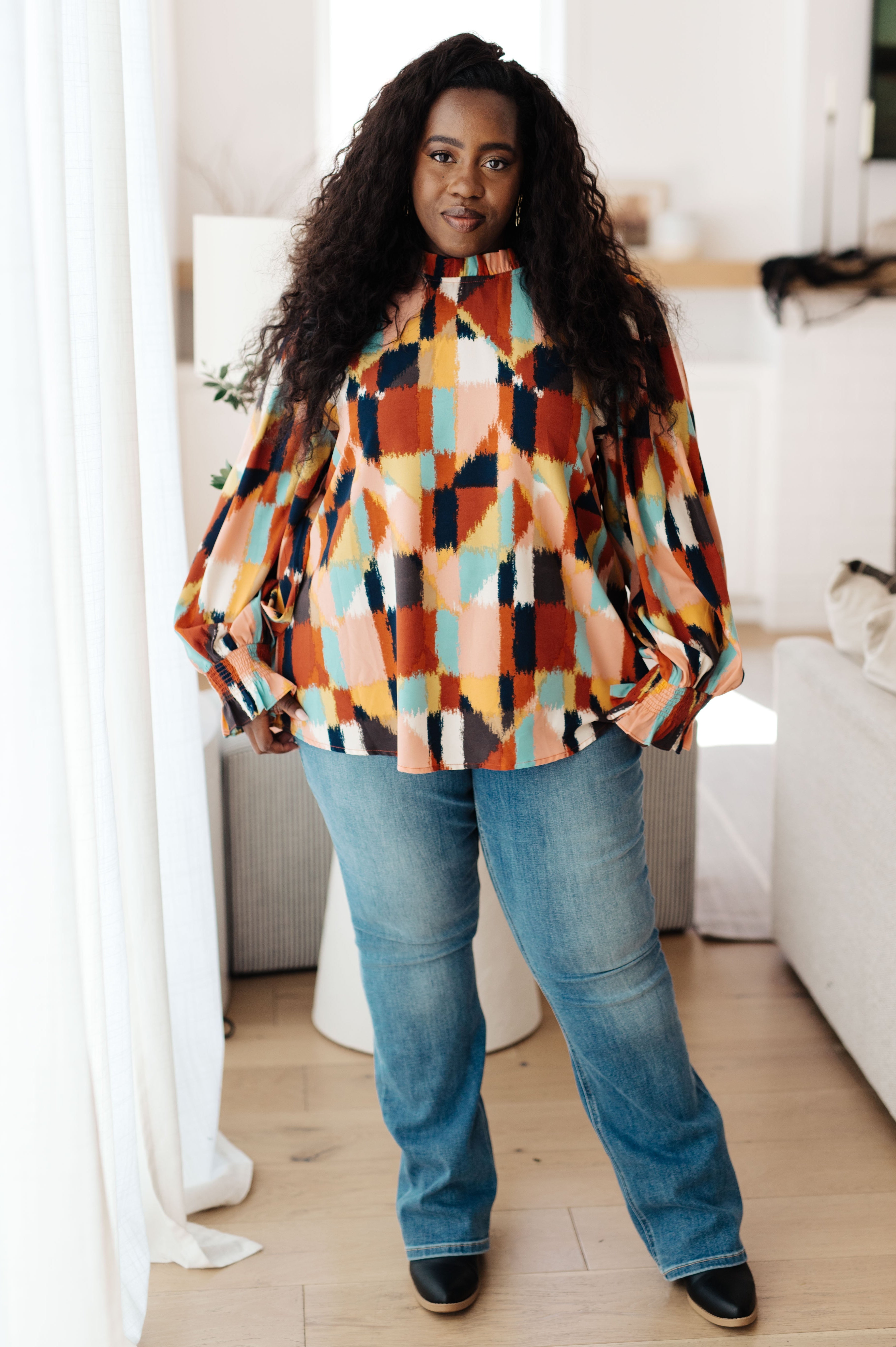 Call It What It Is Mod Print Blouse-Blouses-Stay Foxy Boutique, Florissant, Missouri