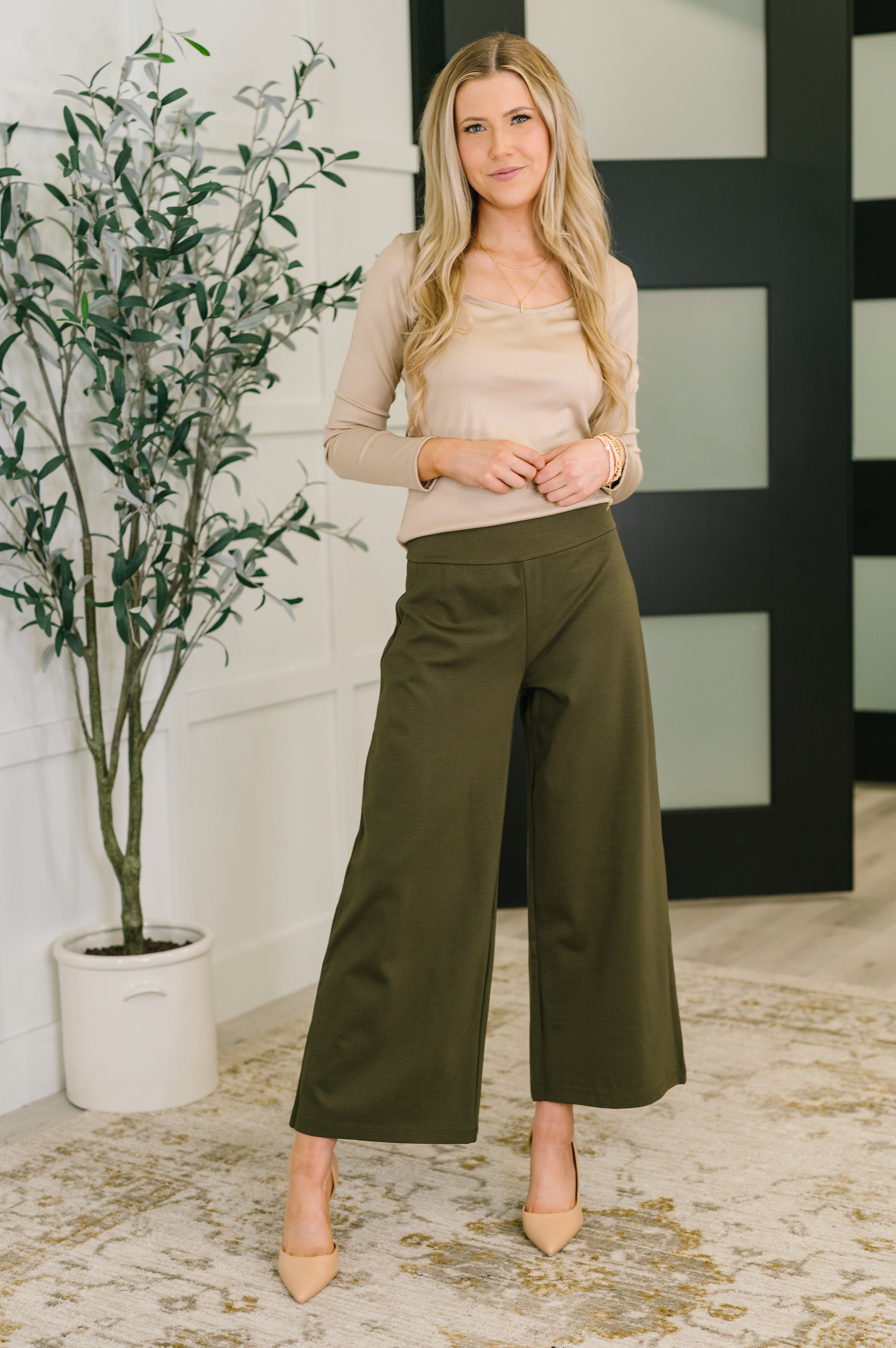 Can You Believe It Basic Long Sleeve Top In Sand-Womens-Stay Foxy Boutique, Florissant, Missouri