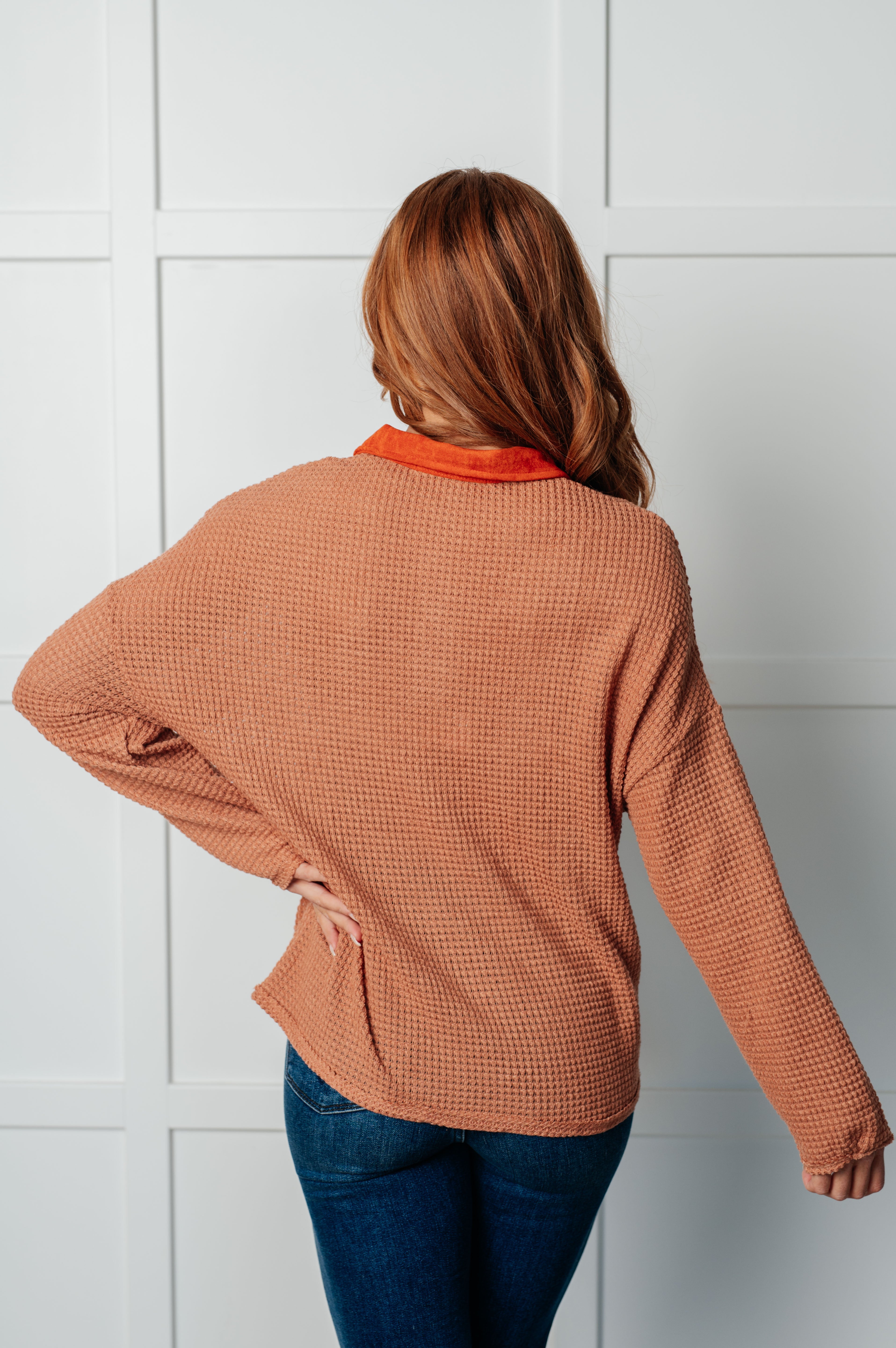 Can't Imagine Why Waffle Knit Contrast Trim Top-Tops-Stay Foxy Boutique, Florissant, Missouri