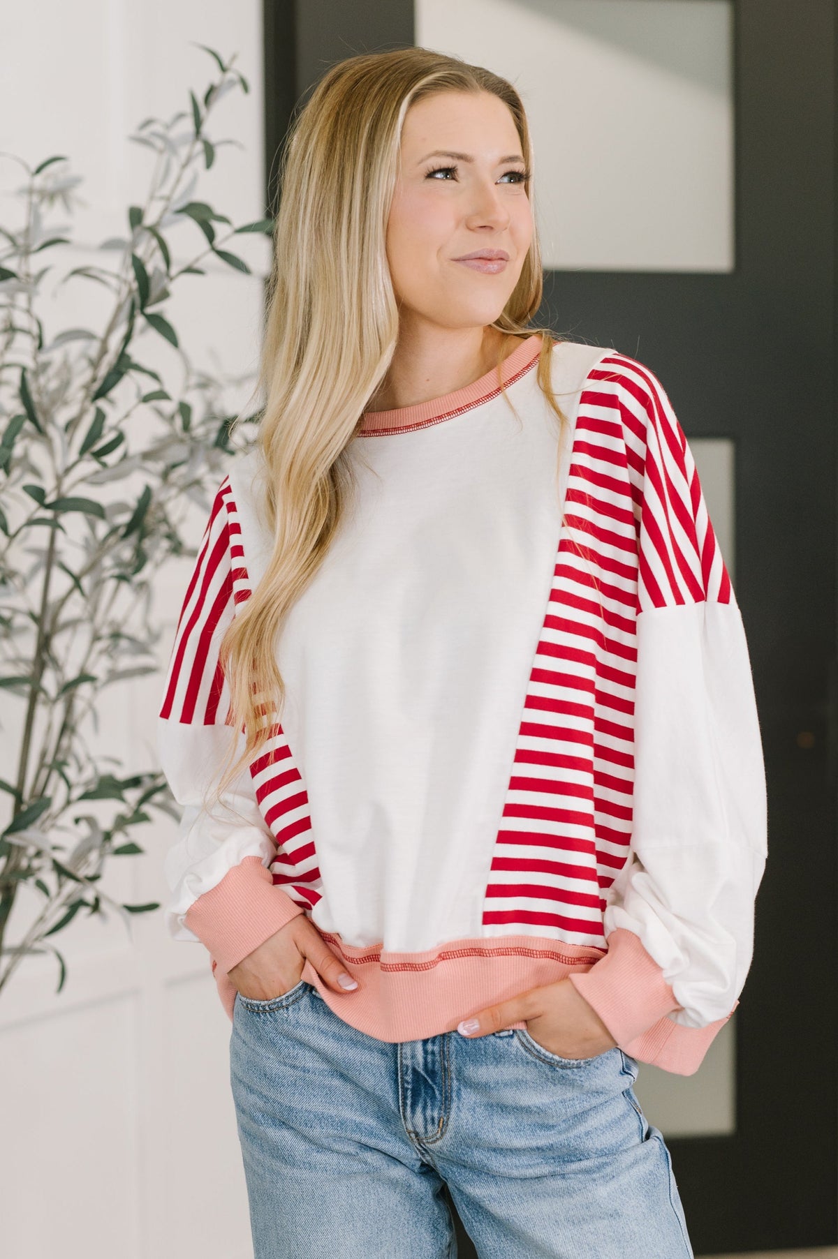 Candy Stripes & Chill Sweatshirt-Womens-Stay Foxy Boutique, Florissant, Missouri