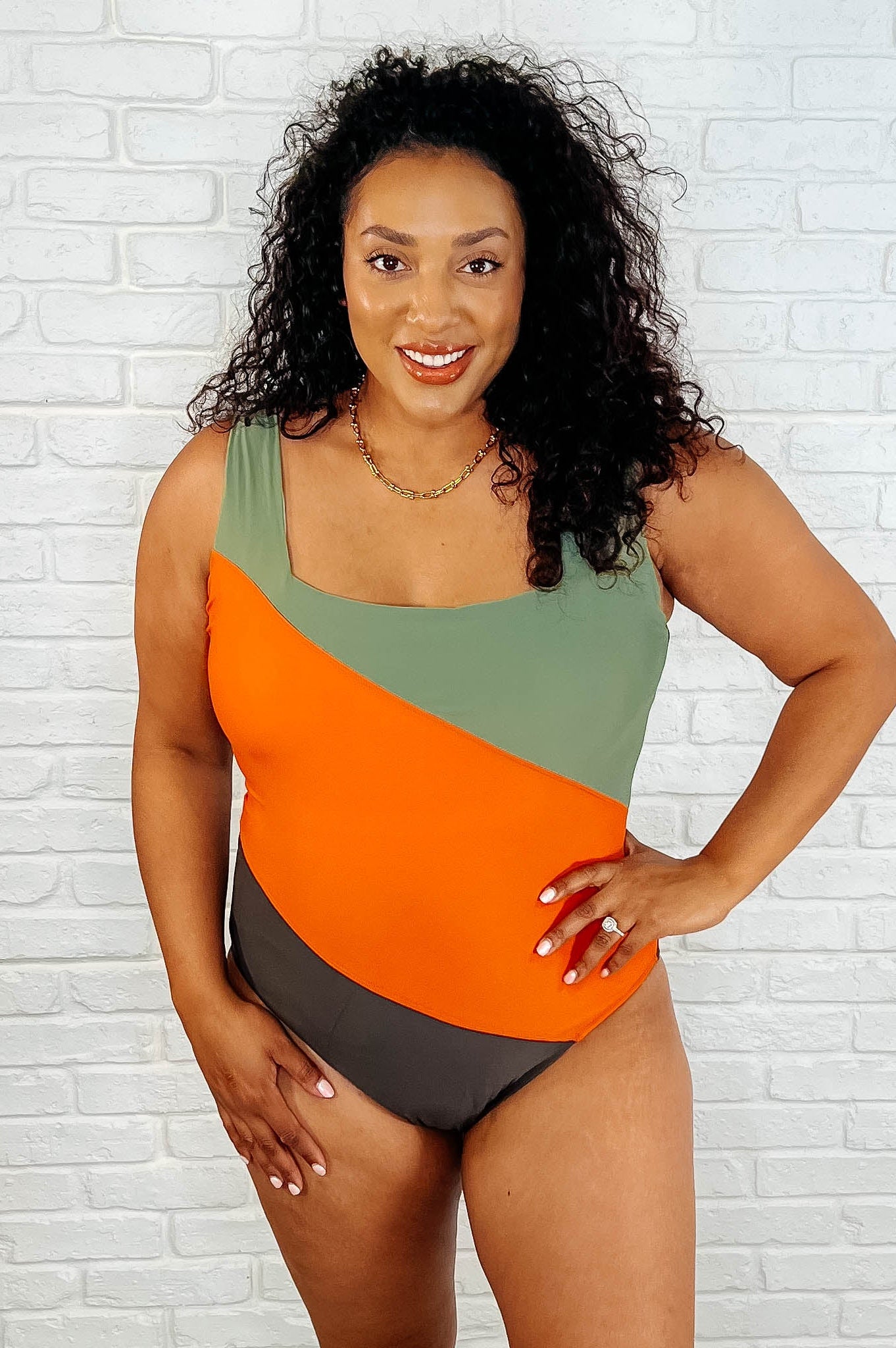 Cape Town Asymmetrical Stripe Swimsuit-Swimwear-Stay Foxy Boutique, Florissant, Missouri