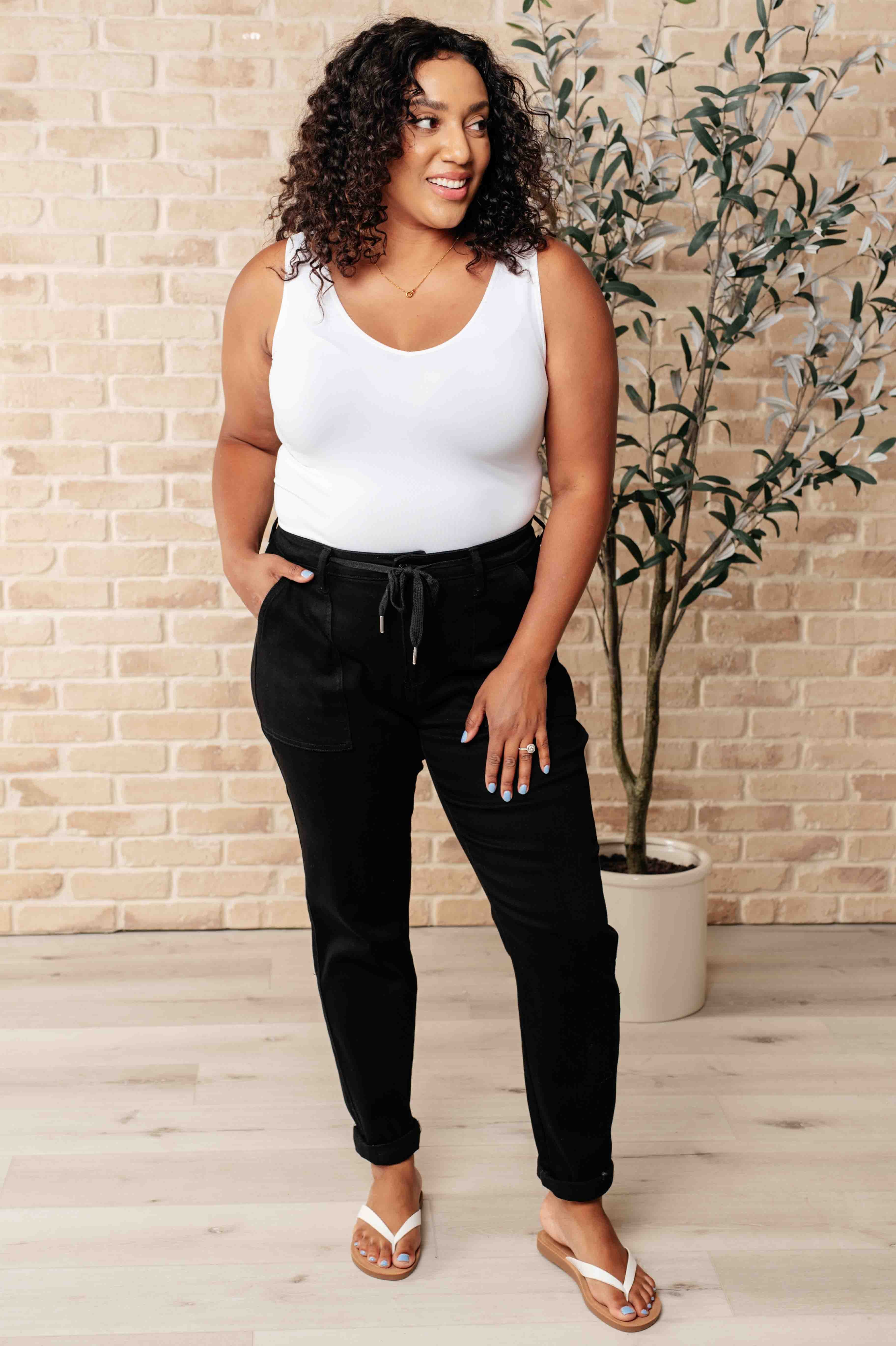 Carmen Double Cuff Joggers in Black-Athleisure-Stay Foxy Boutique, Florissant, Missouri