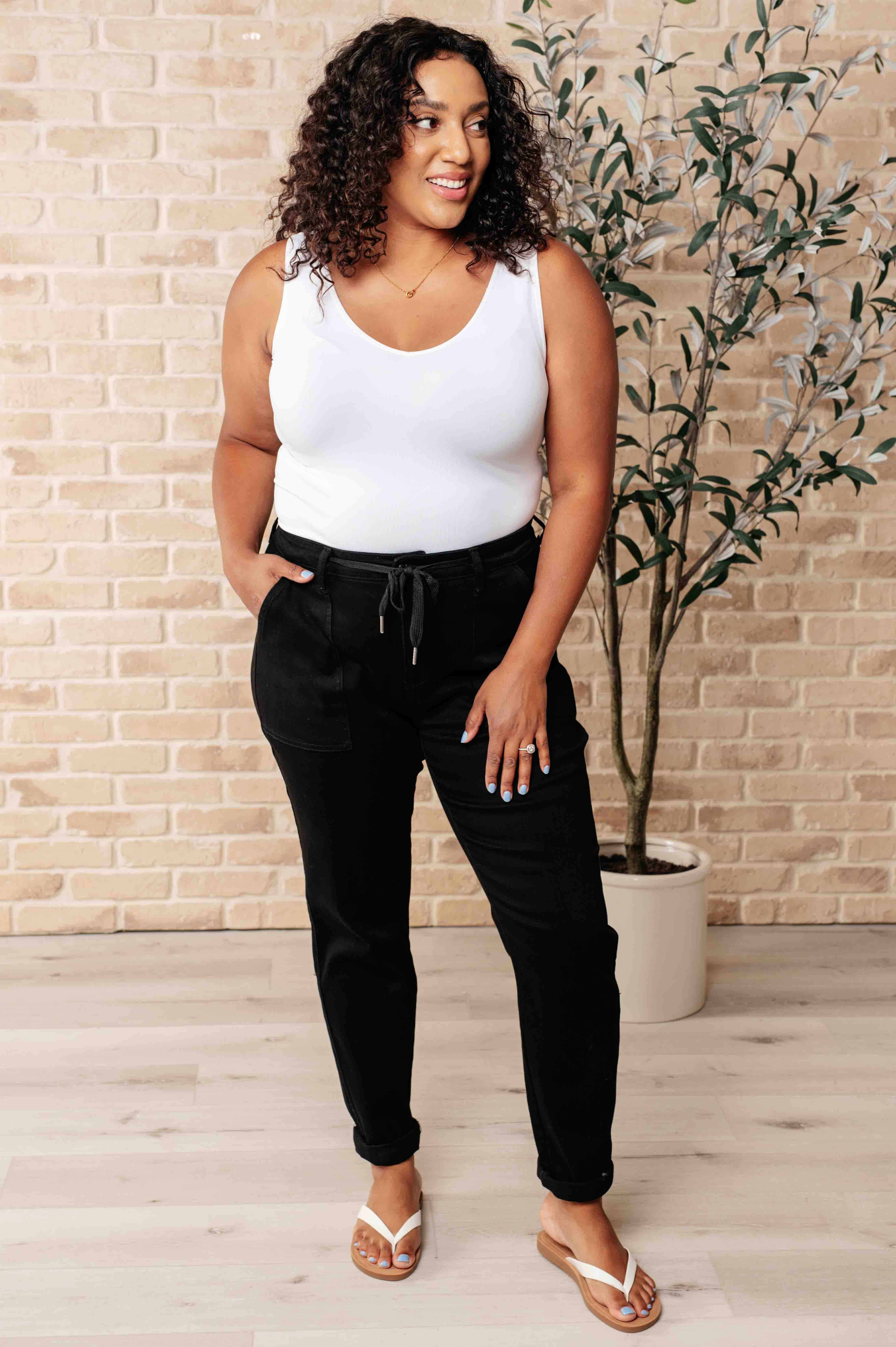 Carmen Double Cuff Joggers in Black-Athleisure-Stay Foxy Boutique, Florissant, Missouri