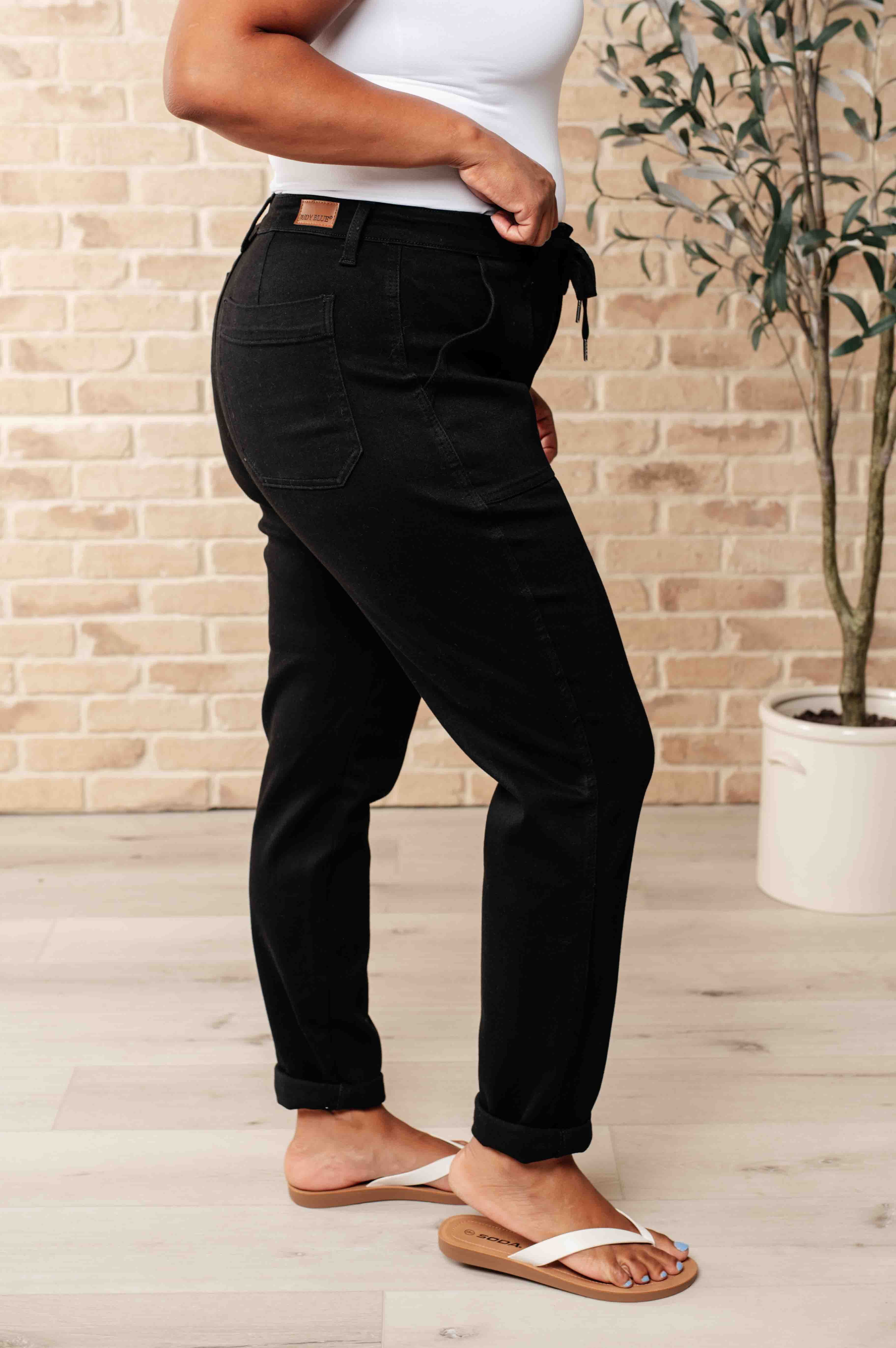 Carmen Double Cuff Joggers in Black-Athleisure-Stay Foxy Boutique, Florissant, Missouri
