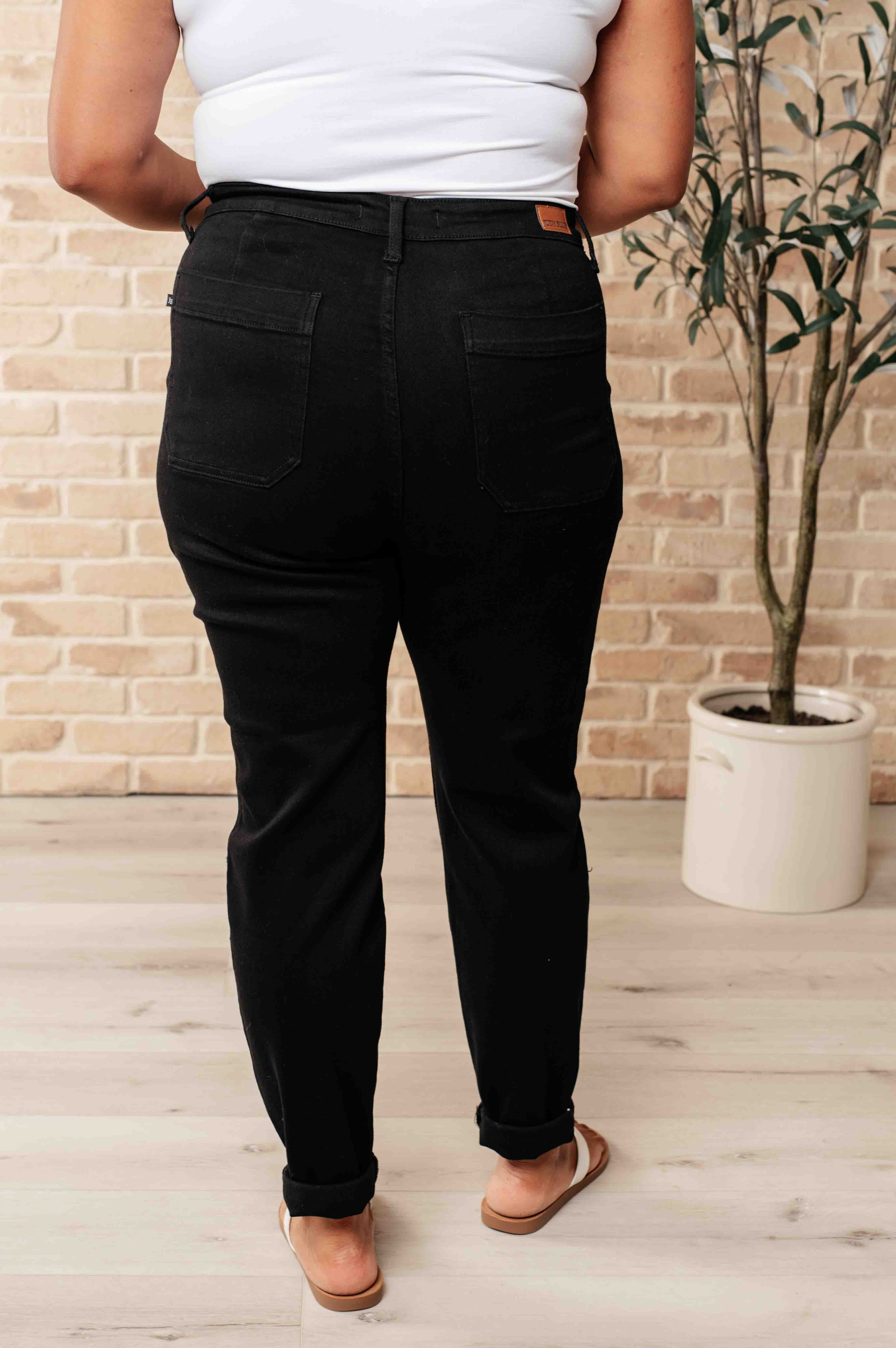 Carmen Double Cuff Joggers in Black-Athleisure-Stay Foxy Boutique, Florissant, Missouri