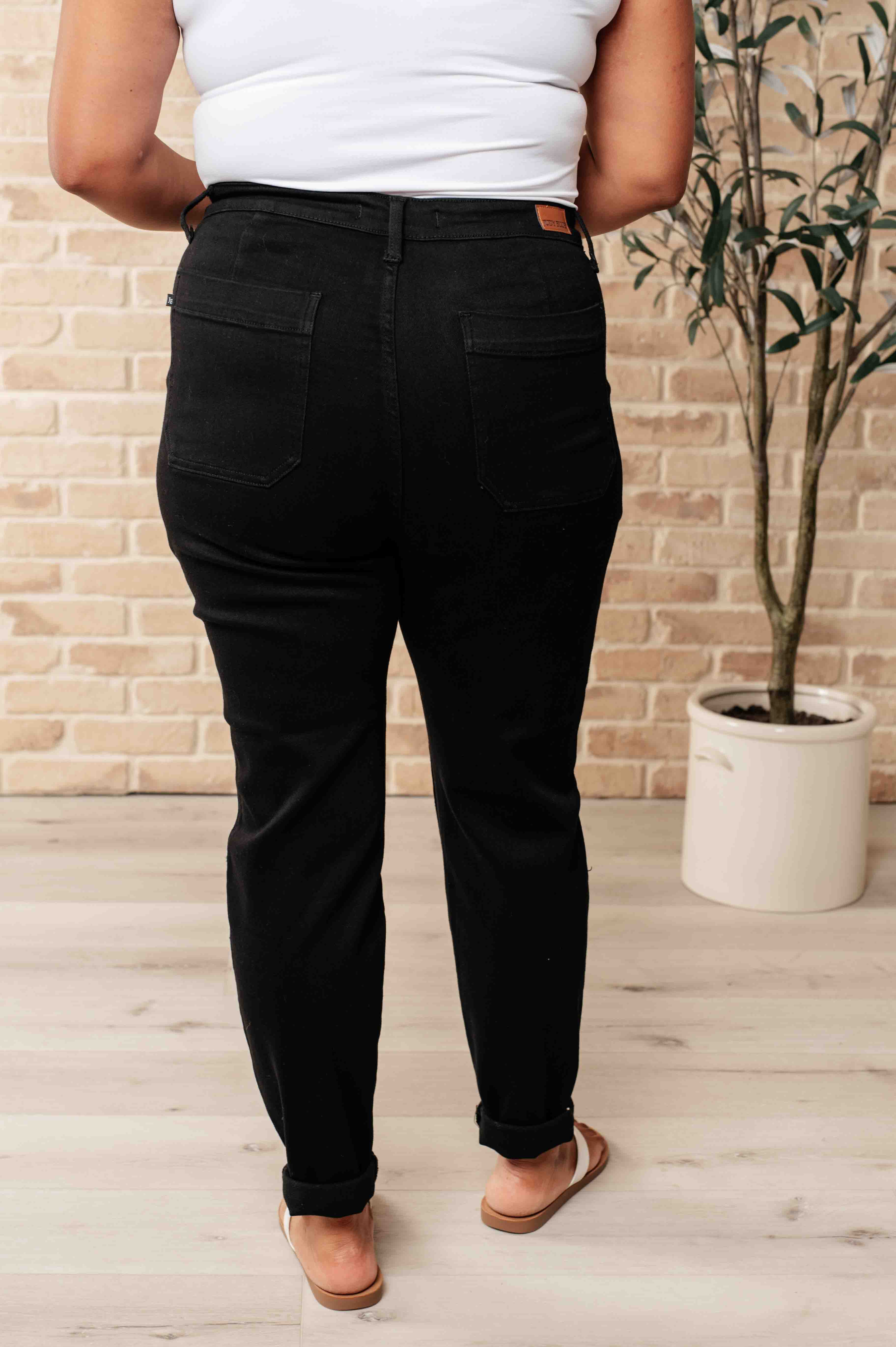 Carmen Double Cuff Joggers in Black-Athleisure-Stay Foxy Boutique, Florissant, Missouri