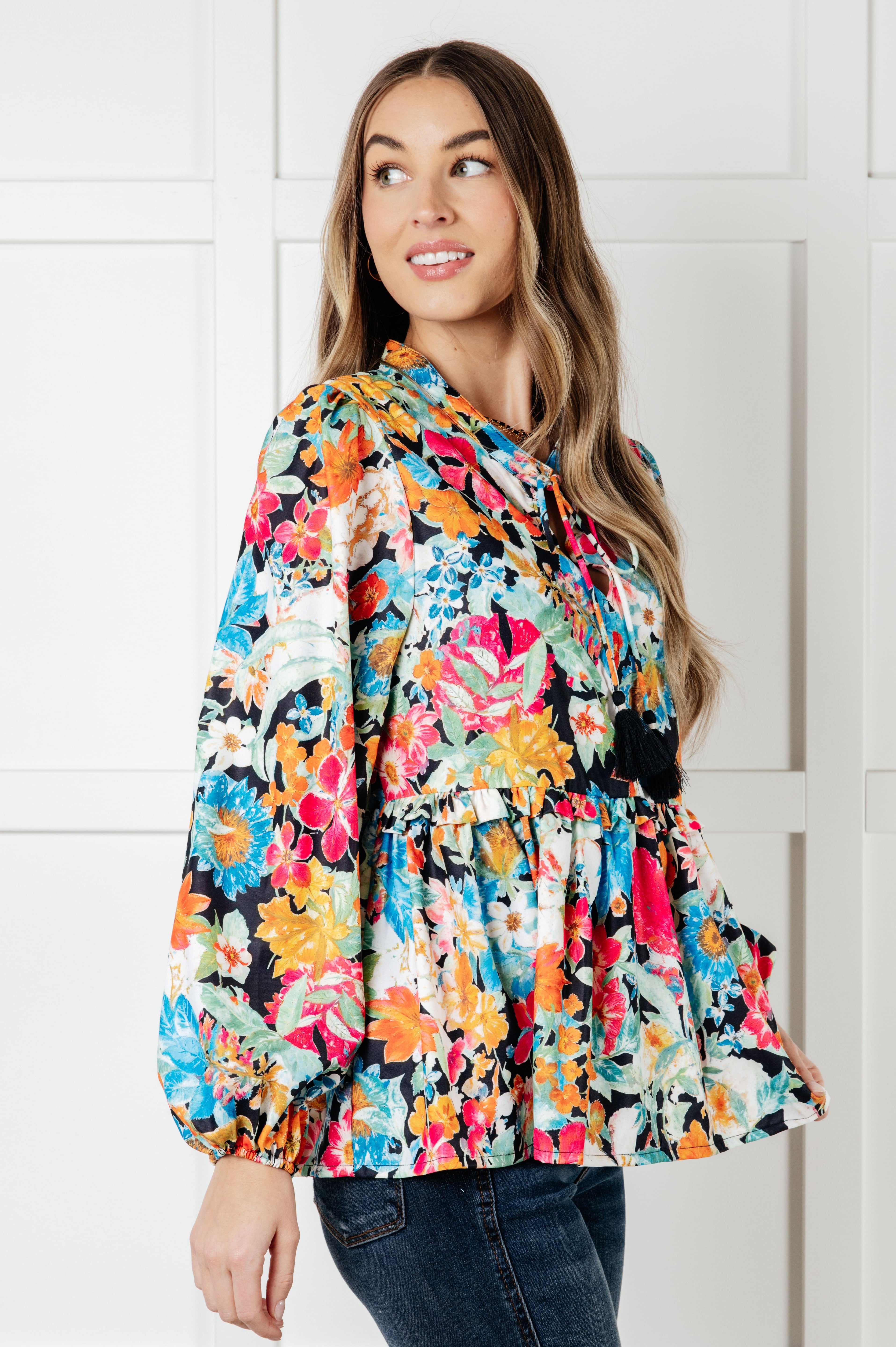 Carry Me Away Floral Peplum Blouse-Blouses-Stay Foxy Boutique, Florissant, Missouri