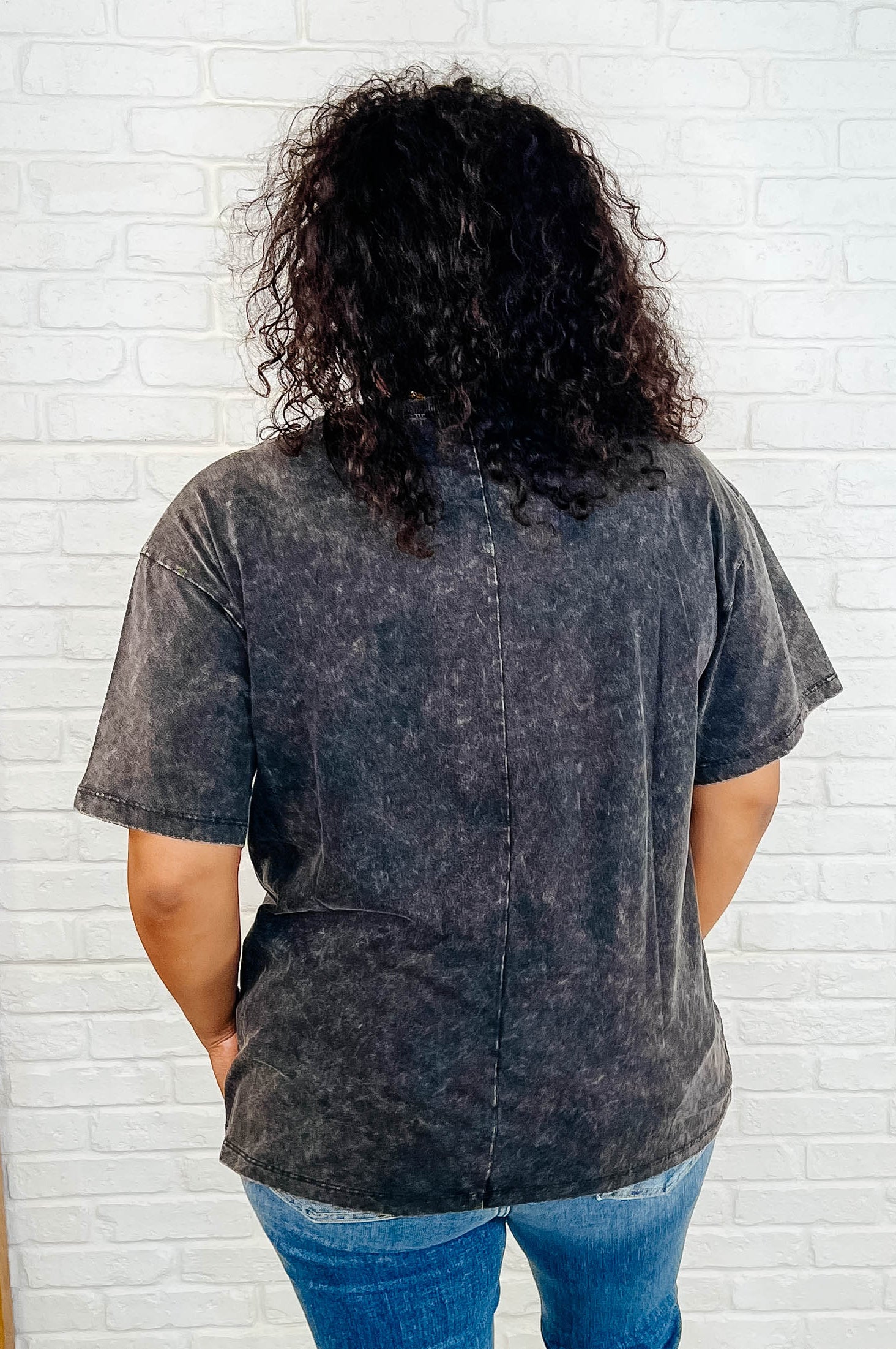 Casual Basic Drop Shoulder Oversized Tee in Ash Black-Womens-Stay Foxy Boutique, Florissant, Missouri