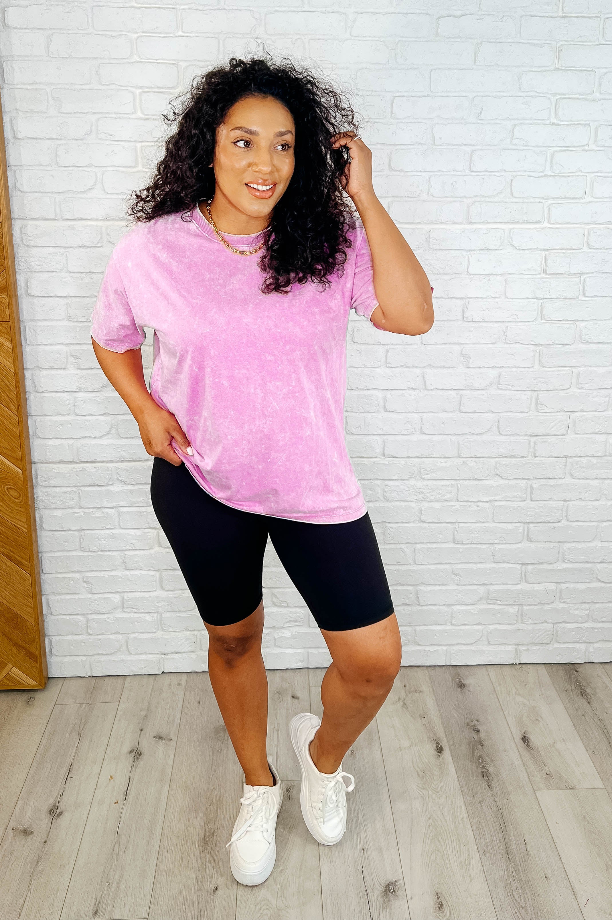 Casual Basic Drop Shoulder Oversized Tee in Bright Mauve-Womens-Stay Foxy Boutique, Florissant, Missouri