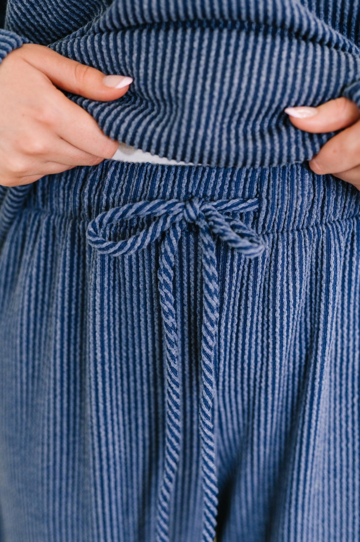 Certified Chiller Contrast Stripe Straight Leg Bottoms in Navy-Womens-Stay Foxy Boutique, Florissant, Missouri