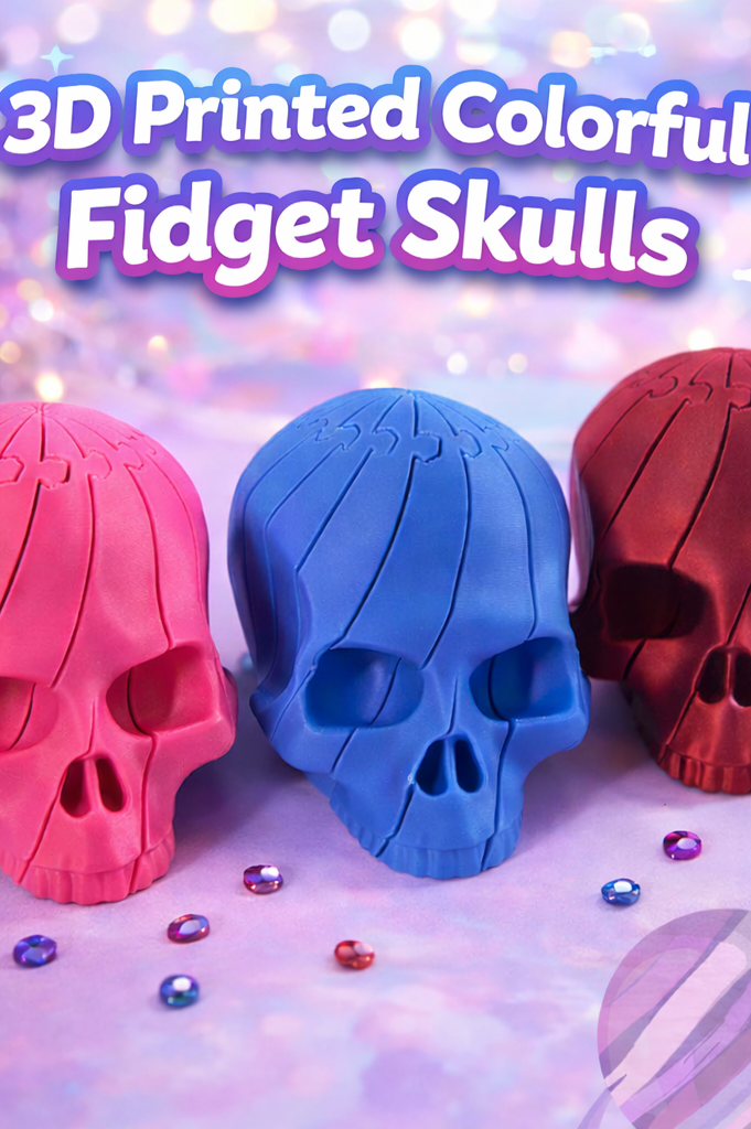 COLORFUL FIDGET SKULL- 3D PRINTED-Stay Foxy Boutique, Florissant, Missouri