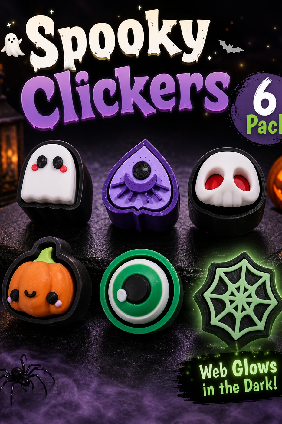 6 PACK- 3D PRINTED SPOOKY CLICKER FIDGETS-Stay Foxy Boutique, Florissant, Missouri