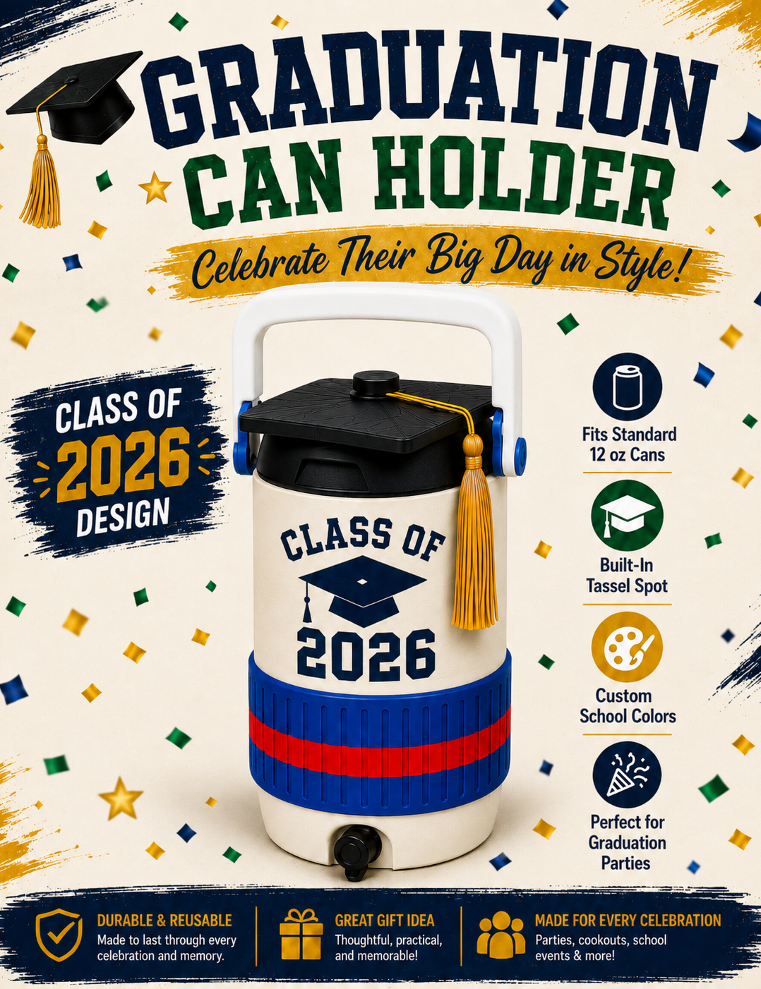 GRADUATION-3D PRINTED CUSTOM 12 OUNCE CAN HOLDERS-Stay Foxy Boutique, Florissant, Missouri